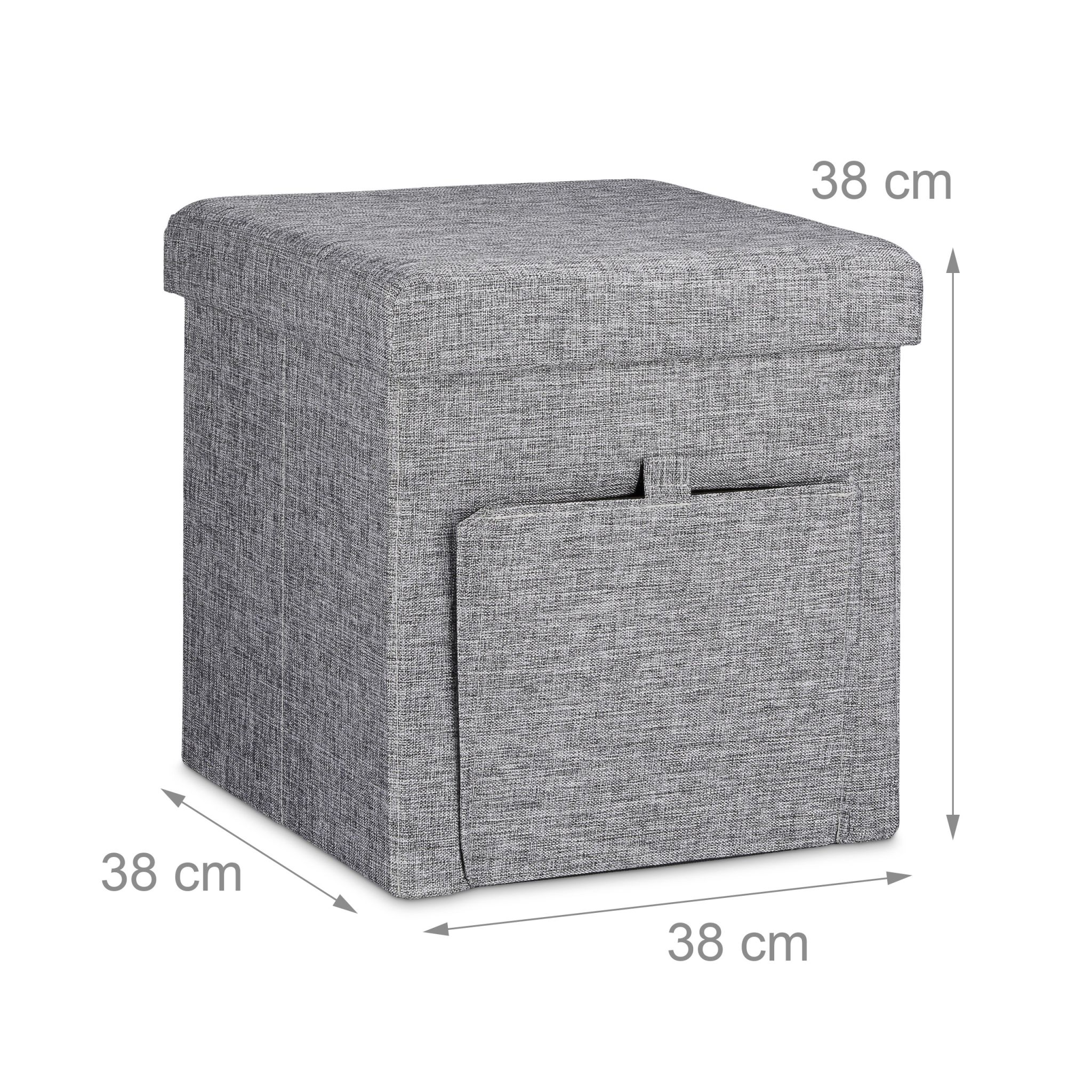 Faltbarer Sitzhocker mit Klappe Grau von Relaxdays