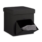 Faltbarer Sitzhocker mit Klappe Schwarz von Relaxdays