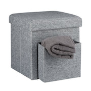 Faltbarer Sitzhocker Leinen mit Fach Grau von Relaxdays