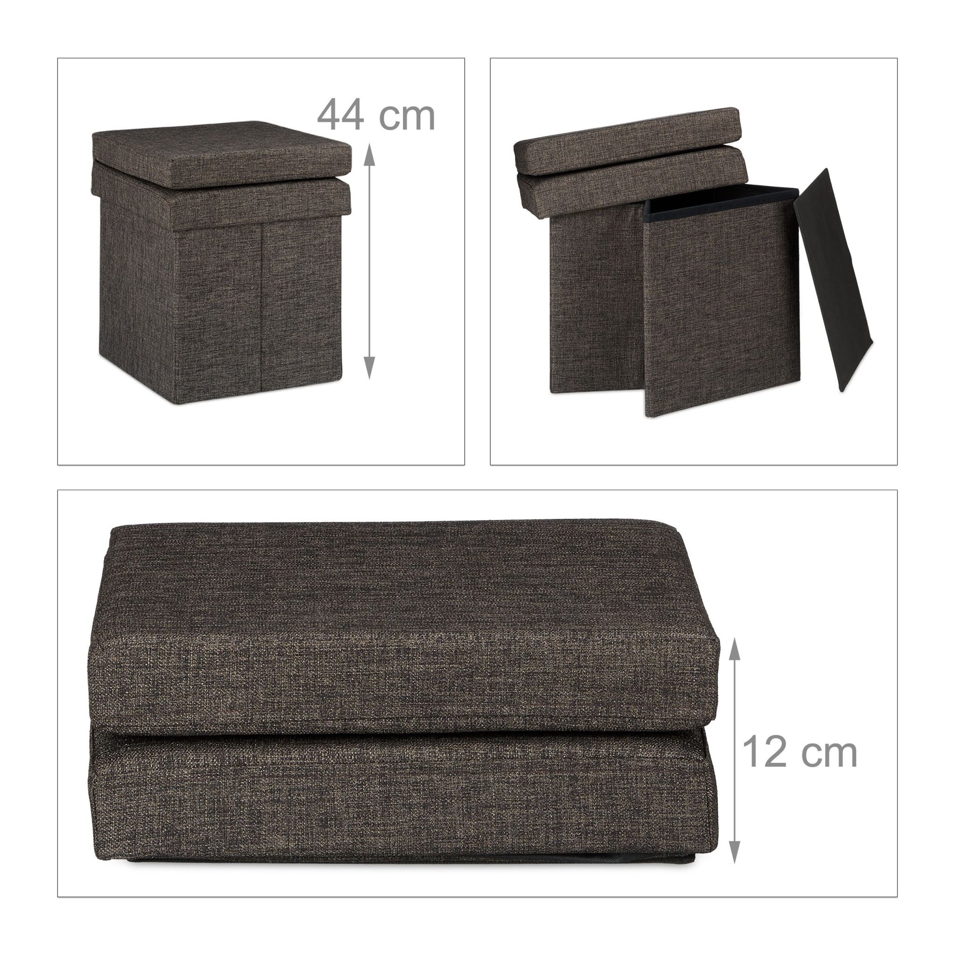 Faltbarer Sitzhocker mit Lehne Braun von Relaxdays