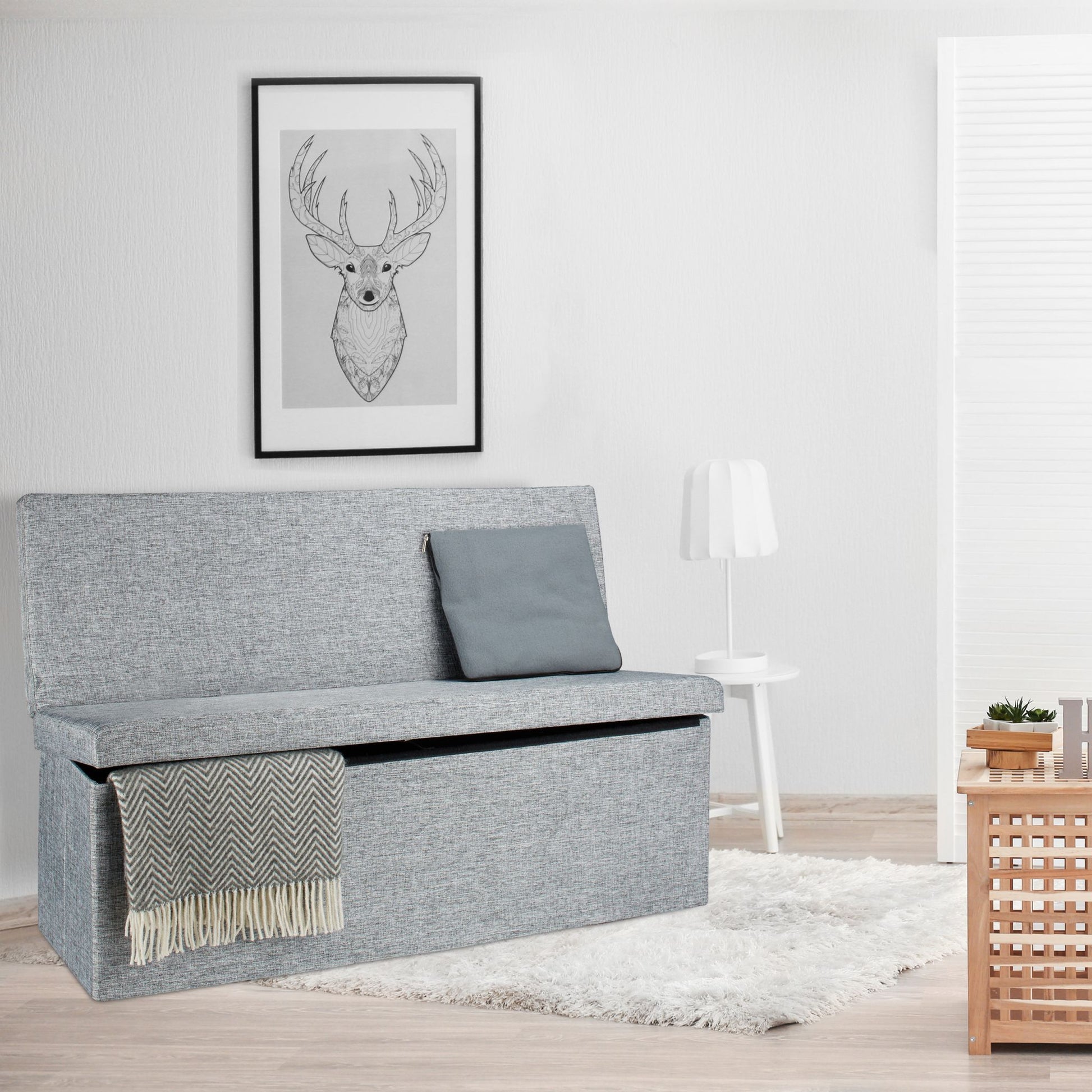 Faltbarer Sitzhocker mit Lehne XL Grau von Relaxdays