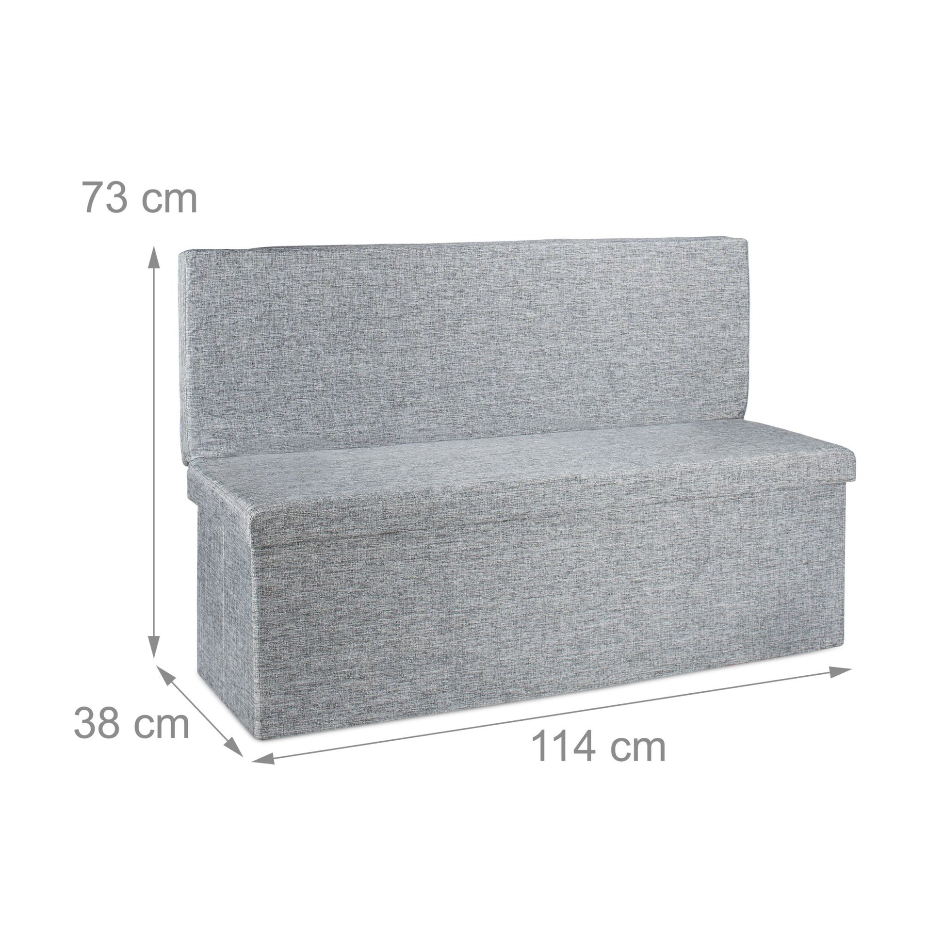 Faltbarer Sitzhocker mit Lehne XL Grau von Relaxdays