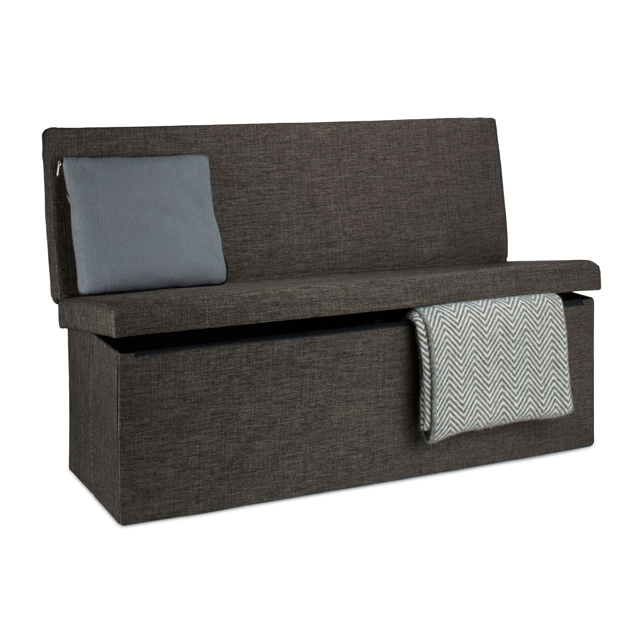 Faltbarer Sitzhocker mit Lehne XL Dunkelbraun von Relaxdays