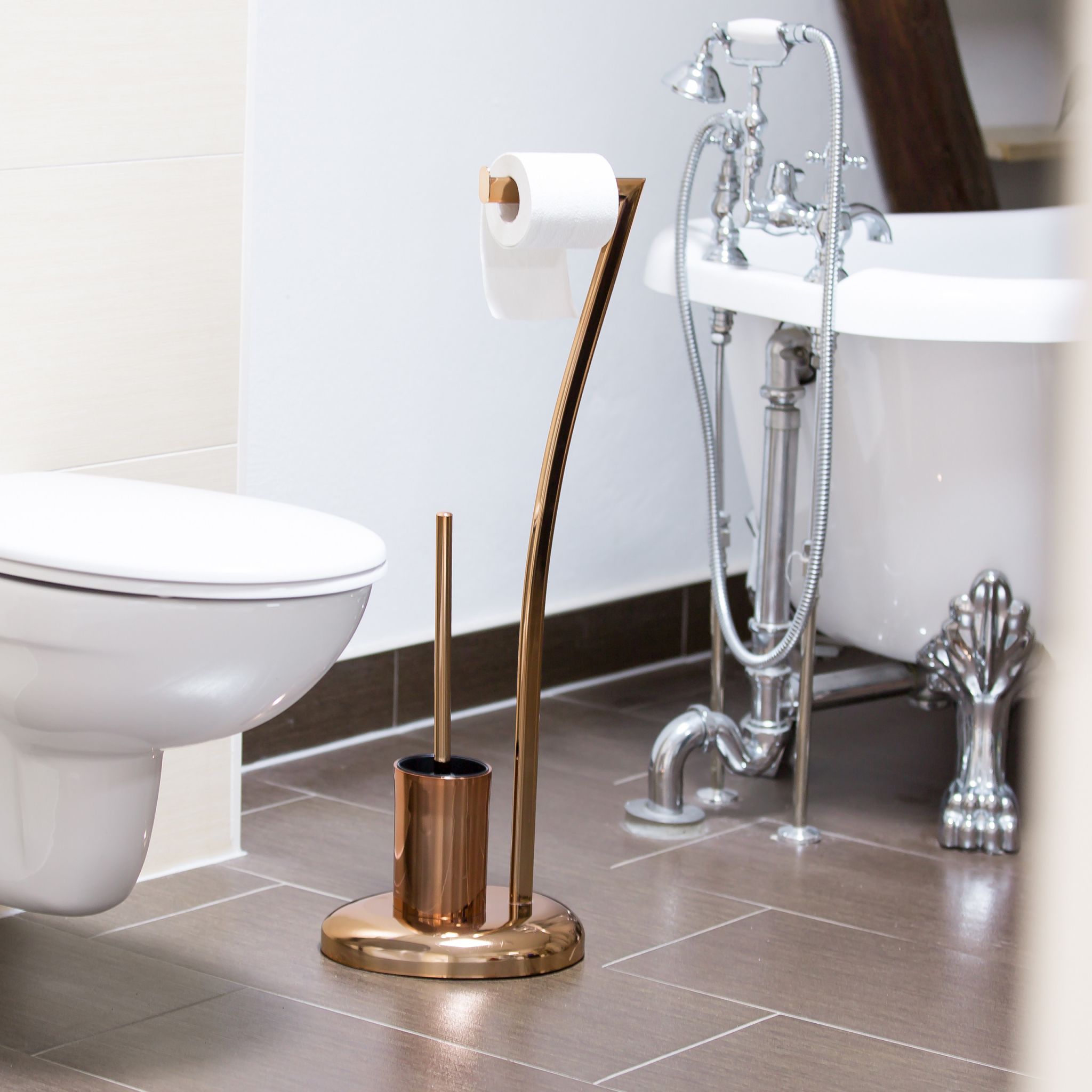 Stand WC Garnitur WIMEDO Kupfer Kupfer von Relaxdays