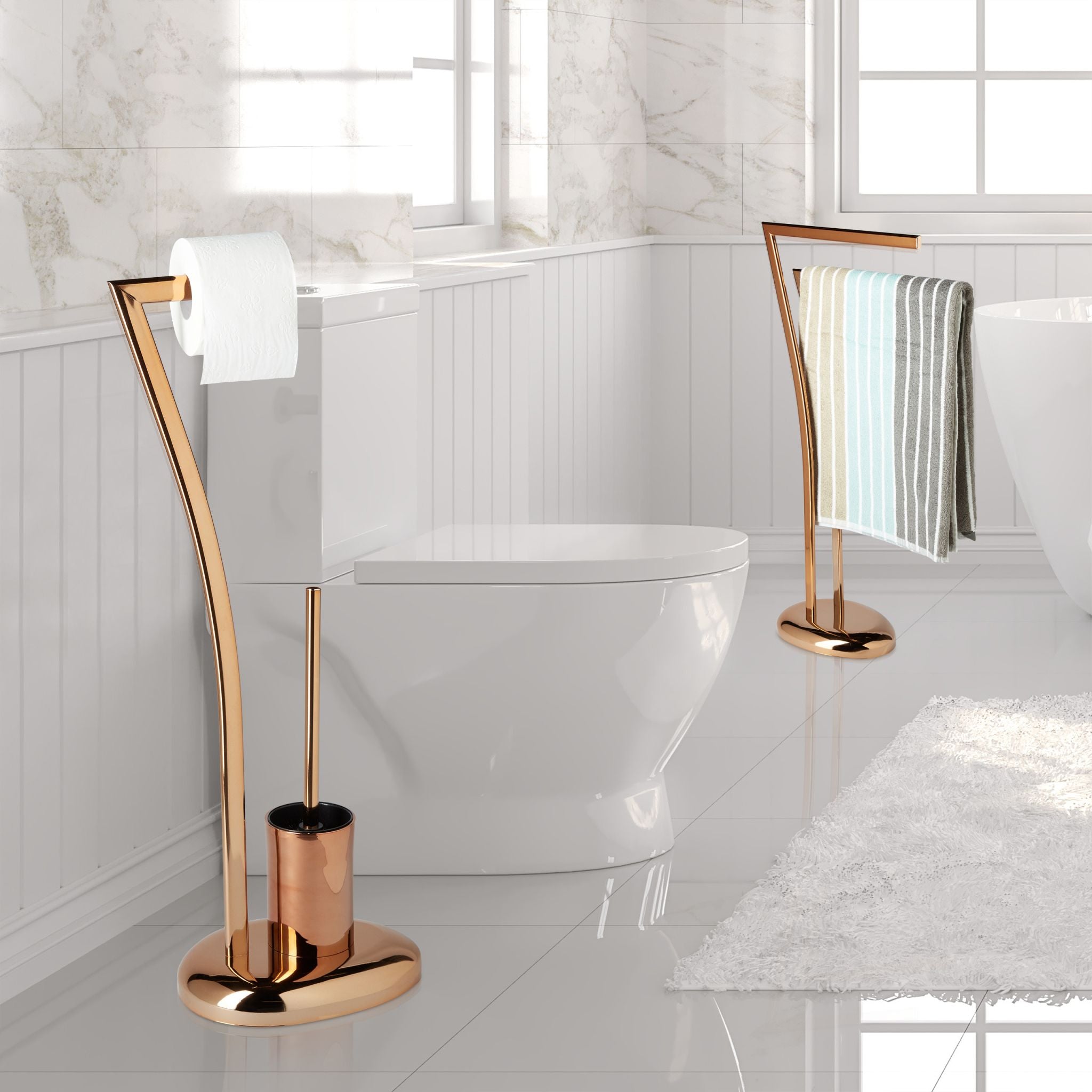 Stand WC Garnitur WIMEDO Kupfer Kupfer von Relaxdays