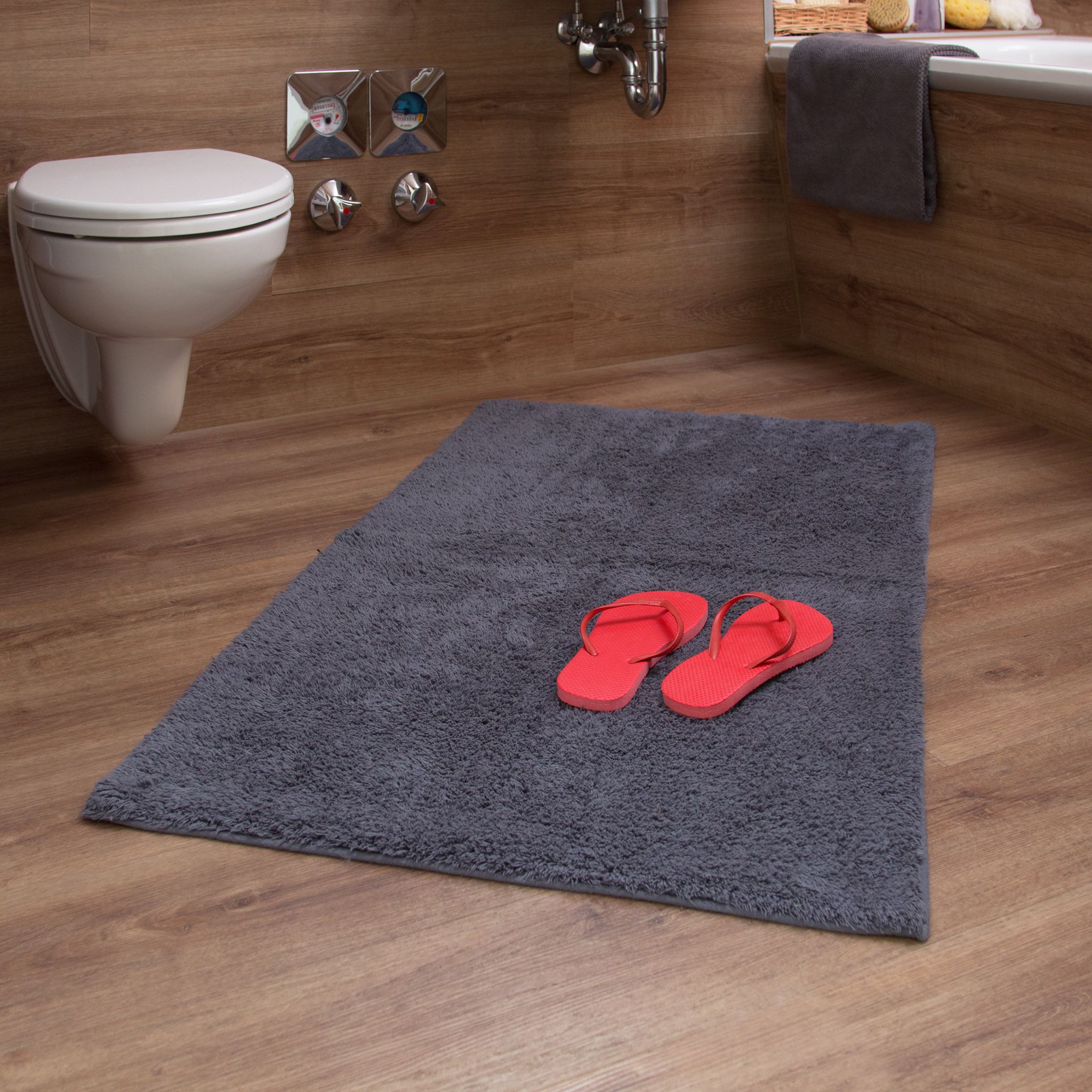 Badteppich verschiedene Grössen grau Anthrazit von Relaxdays
