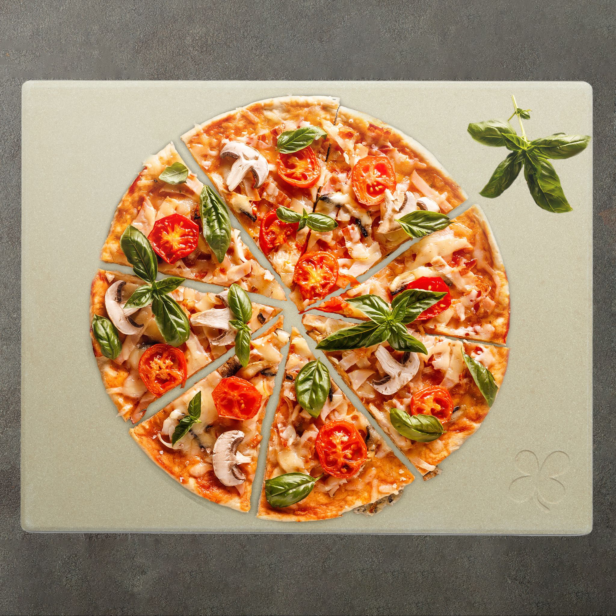 Pizzastein Set 1,5cm Hellbraun-Silber von Relaxdays