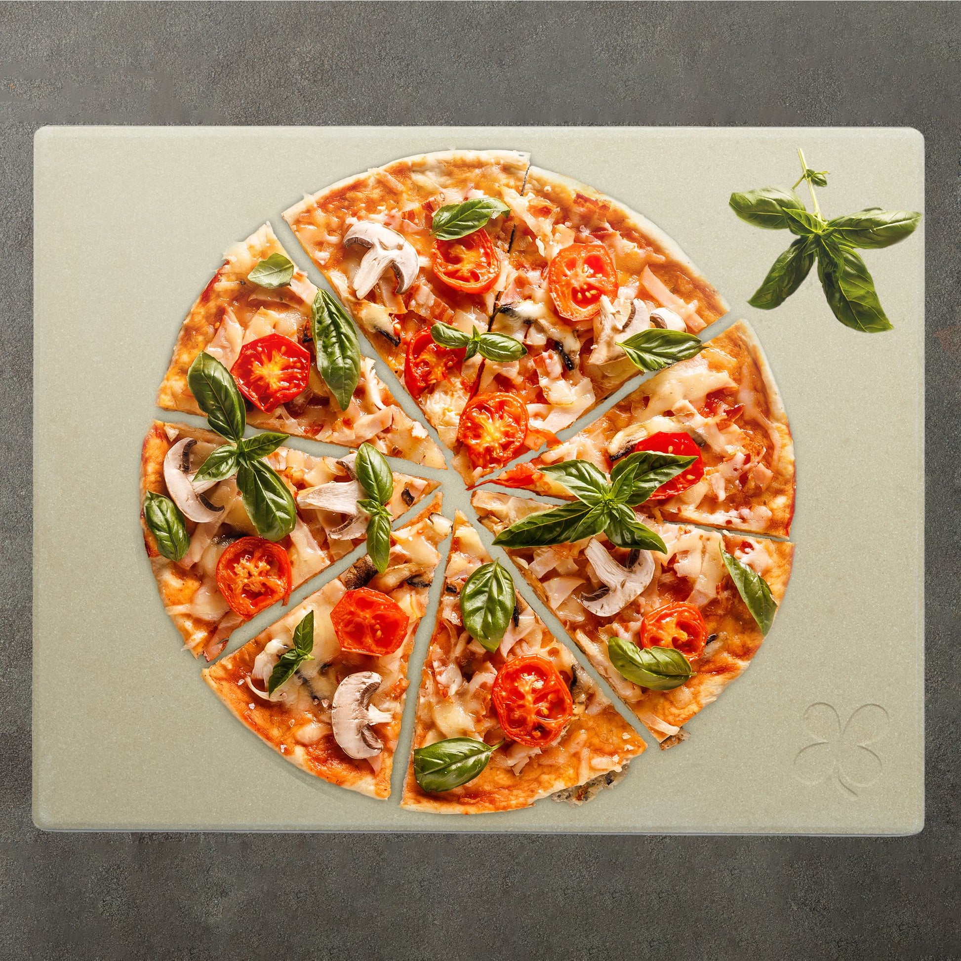 Pizzastein Set 3cm Hellbraun-Silber von Relaxdays