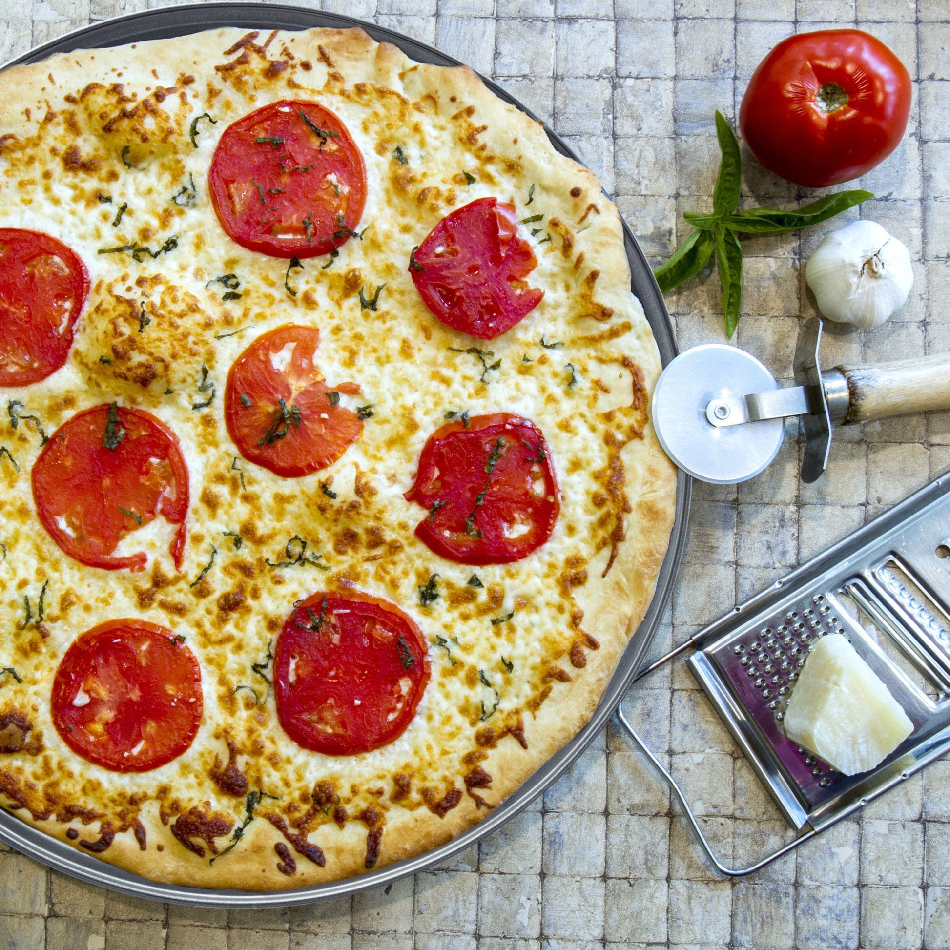 Pizzablech perforiert Set Anthrazit von Relaxdays