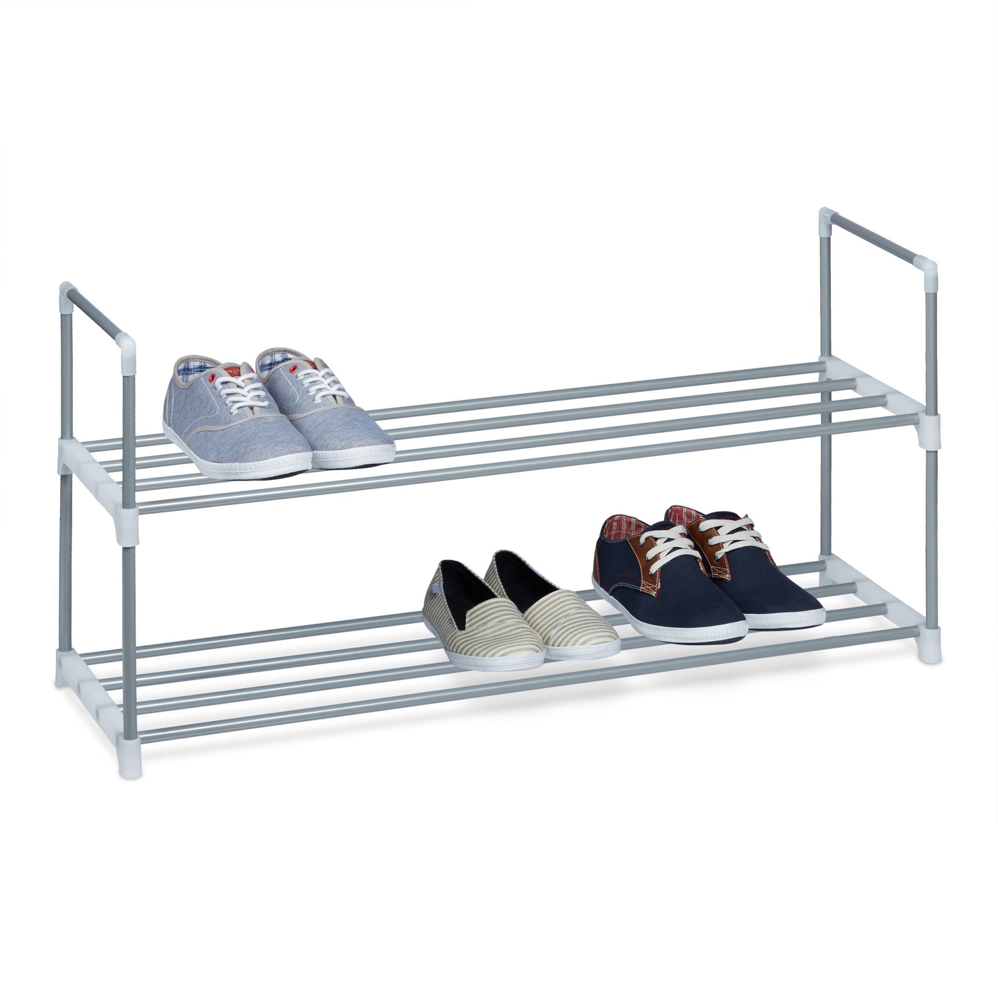 Schuhregal Metall silber Weiss-Silber von Relaxdays