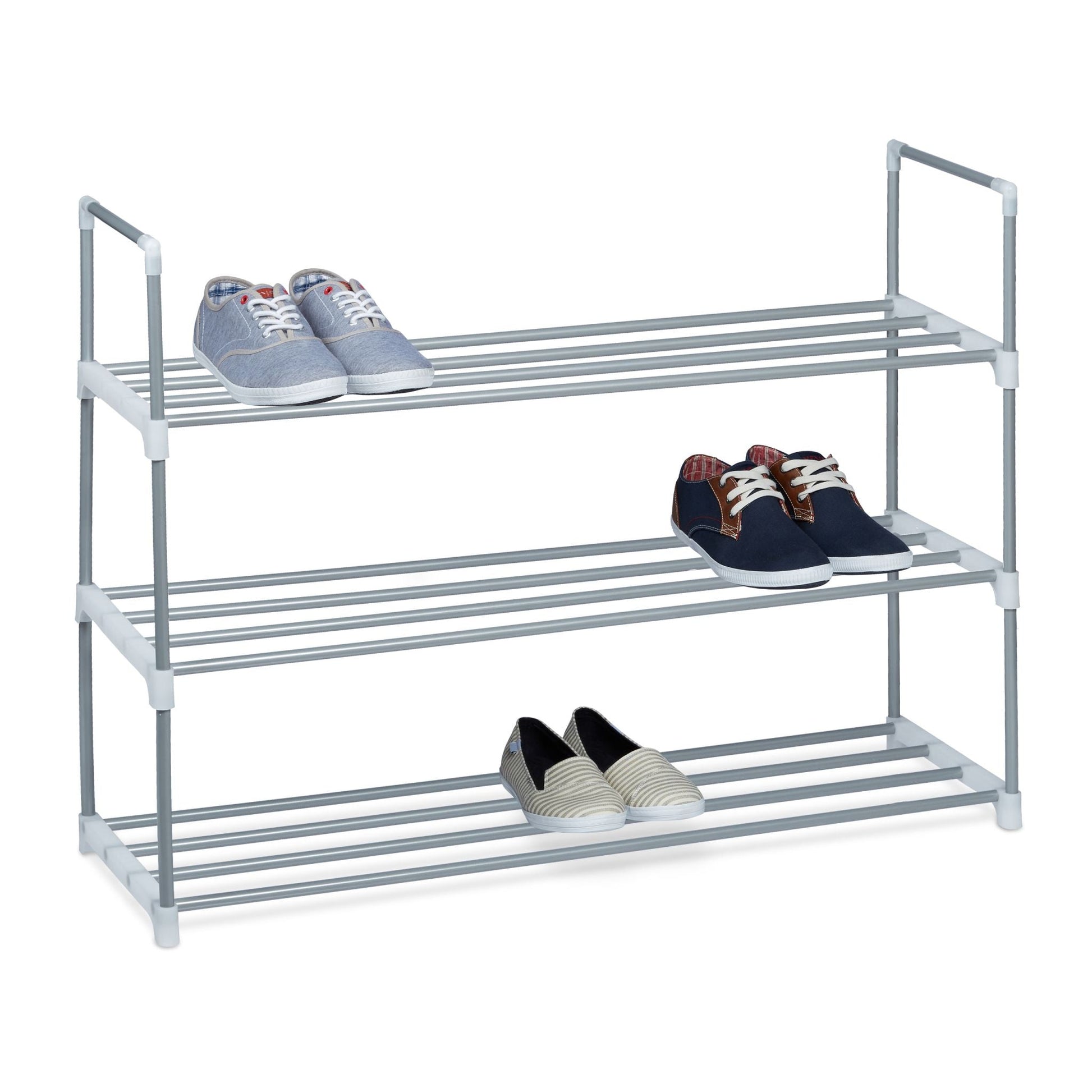 Schuhregal Metall silber Weiss-Silber von Relaxdays