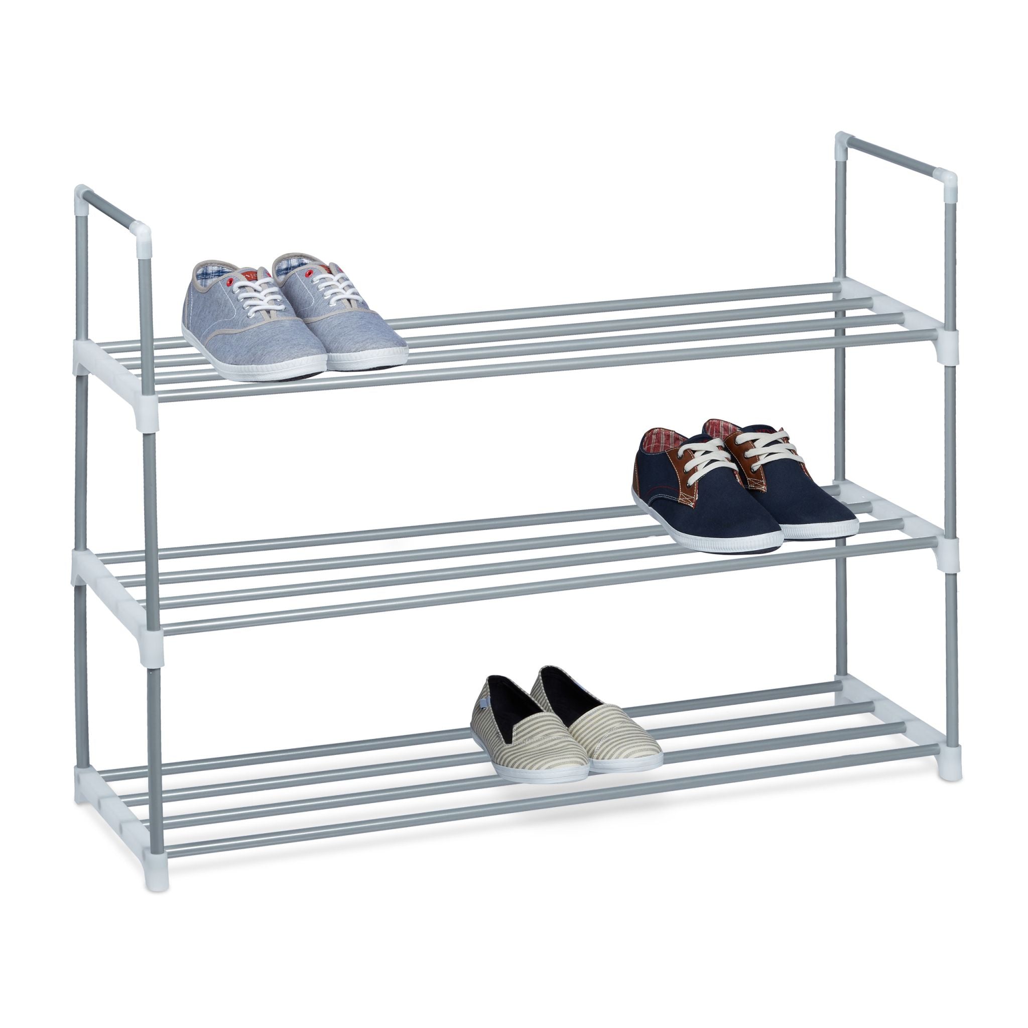 Schuhregal Metall silber Weiss-Silber von Relaxdays