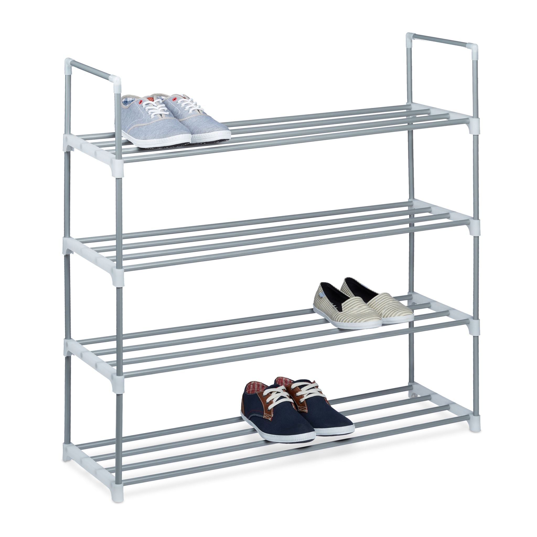 Schuhregal Metall silber Weiss-Silber von Relaxdays