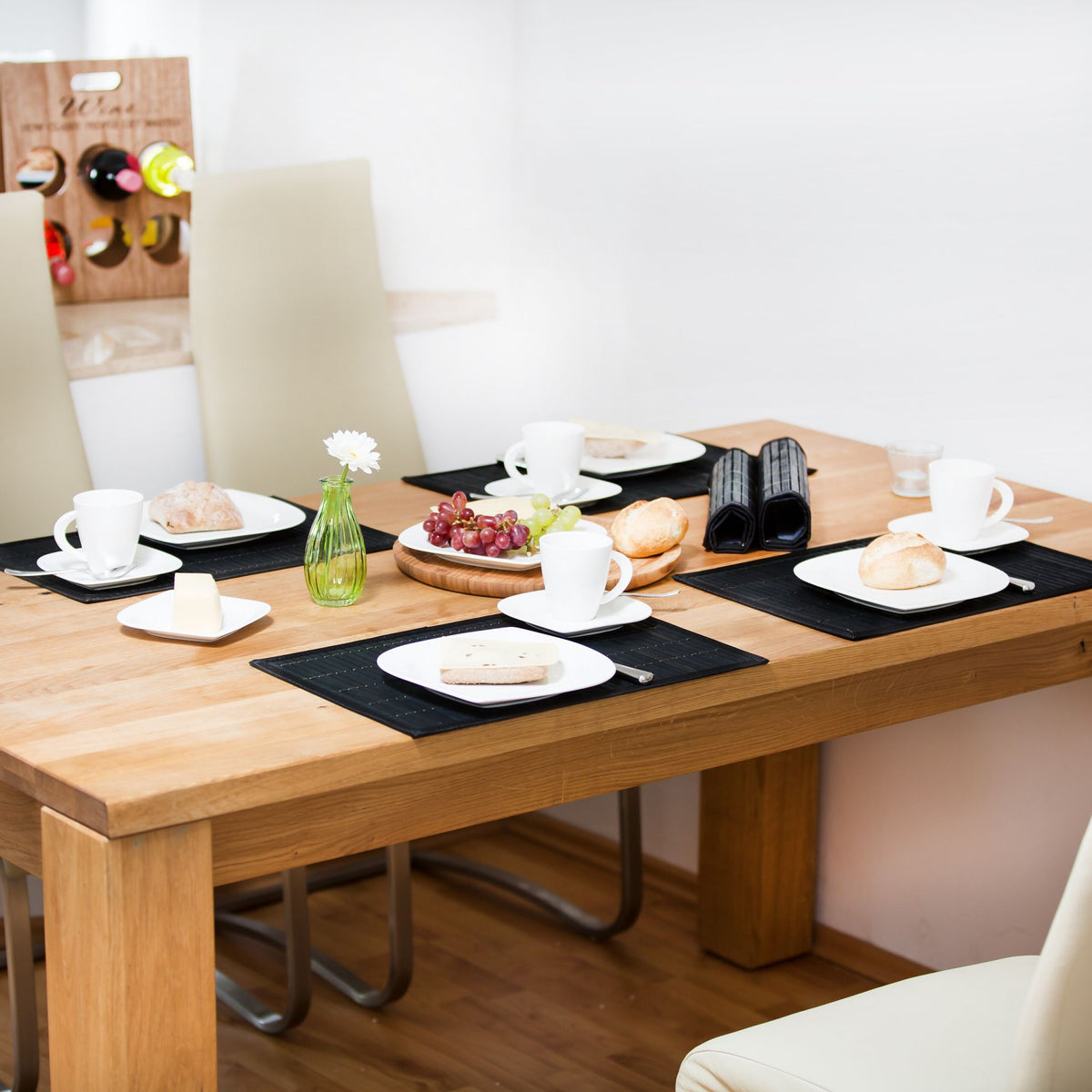 Tischset 6er-Set Bambus Schwarz von Relaxdays