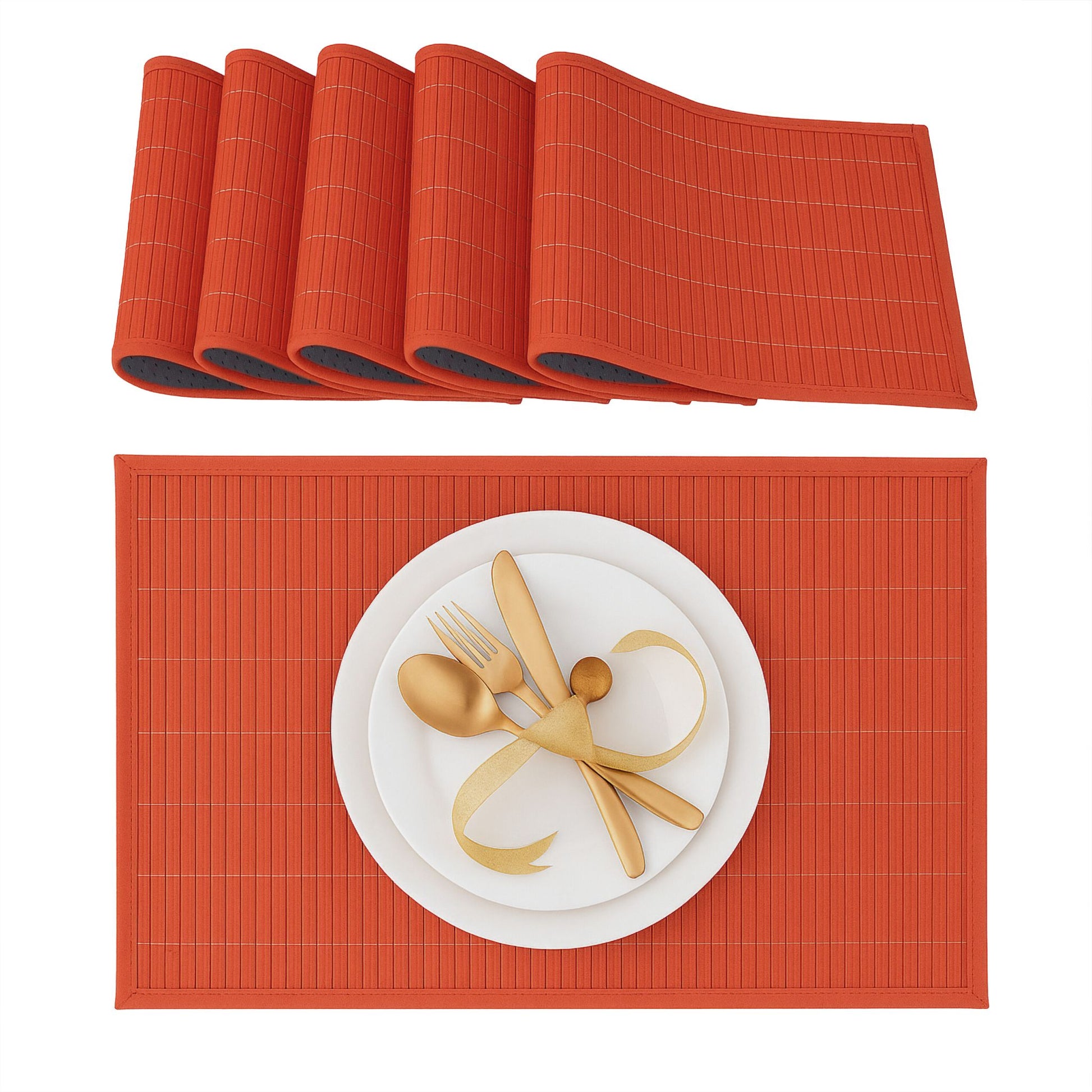 Tischset 6er-Set Bambus Rot von Relaxdays