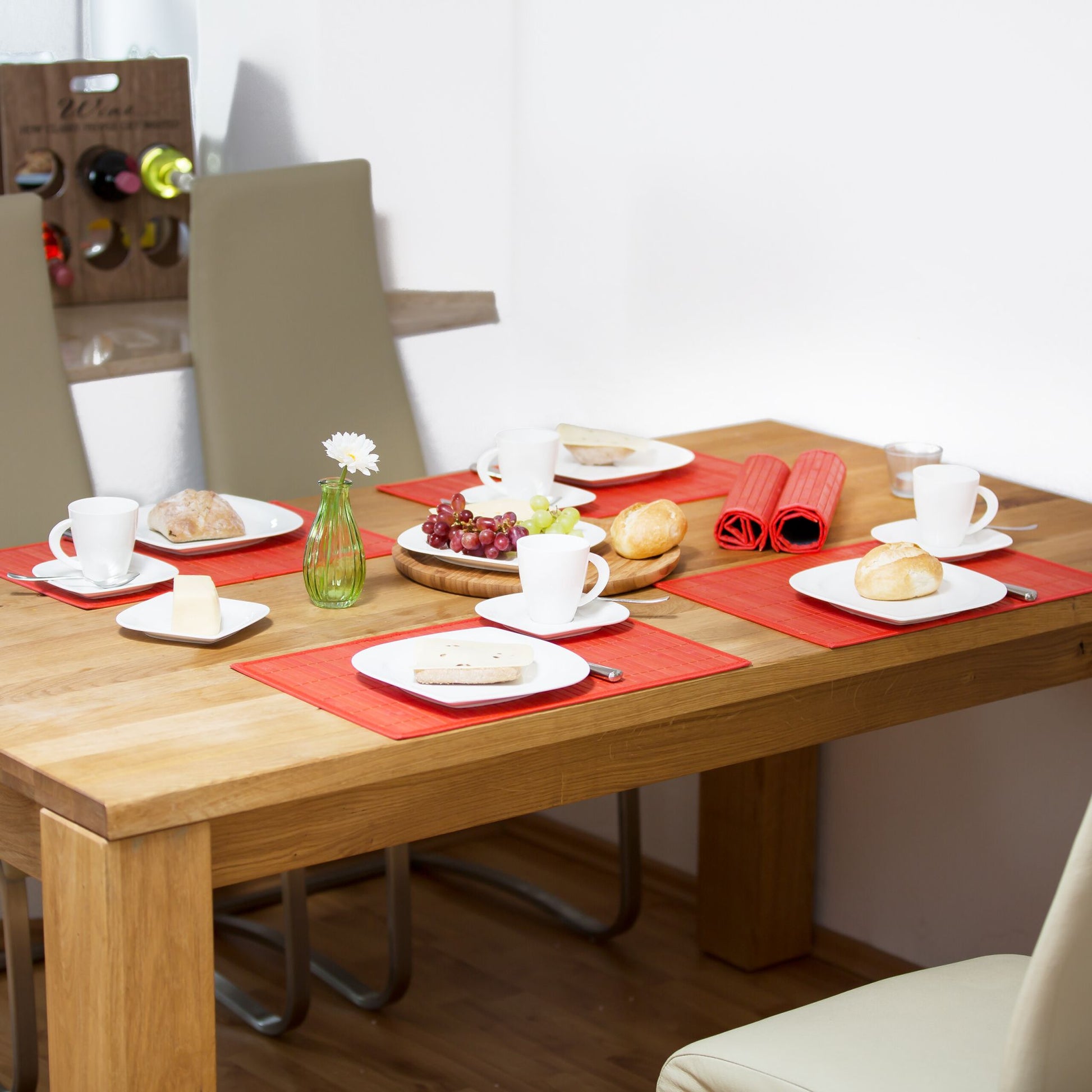 Tischset 6er-Set Bambus Rot von Relaxdays