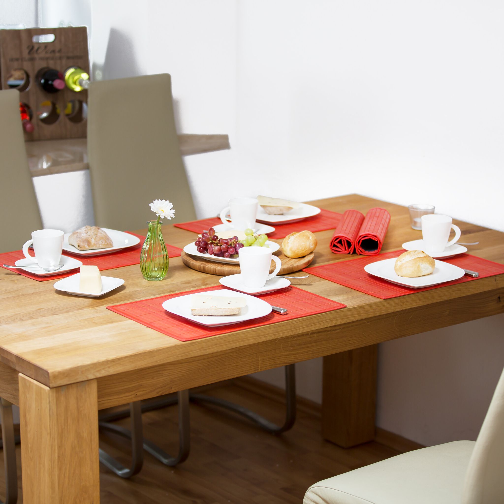 Tischset 6er-Set Bambus Rot von Relaxdays