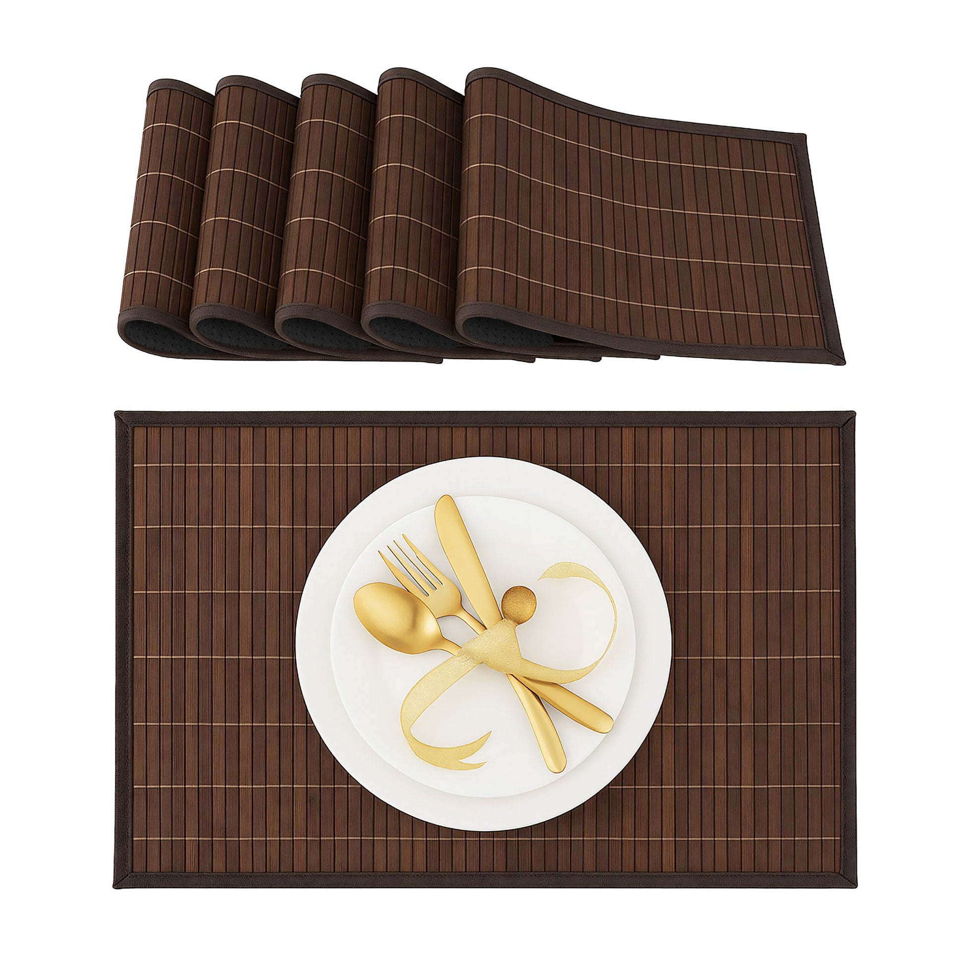 Tischset 6er-Set Bambus Braun-Schwarz von Relaxdays