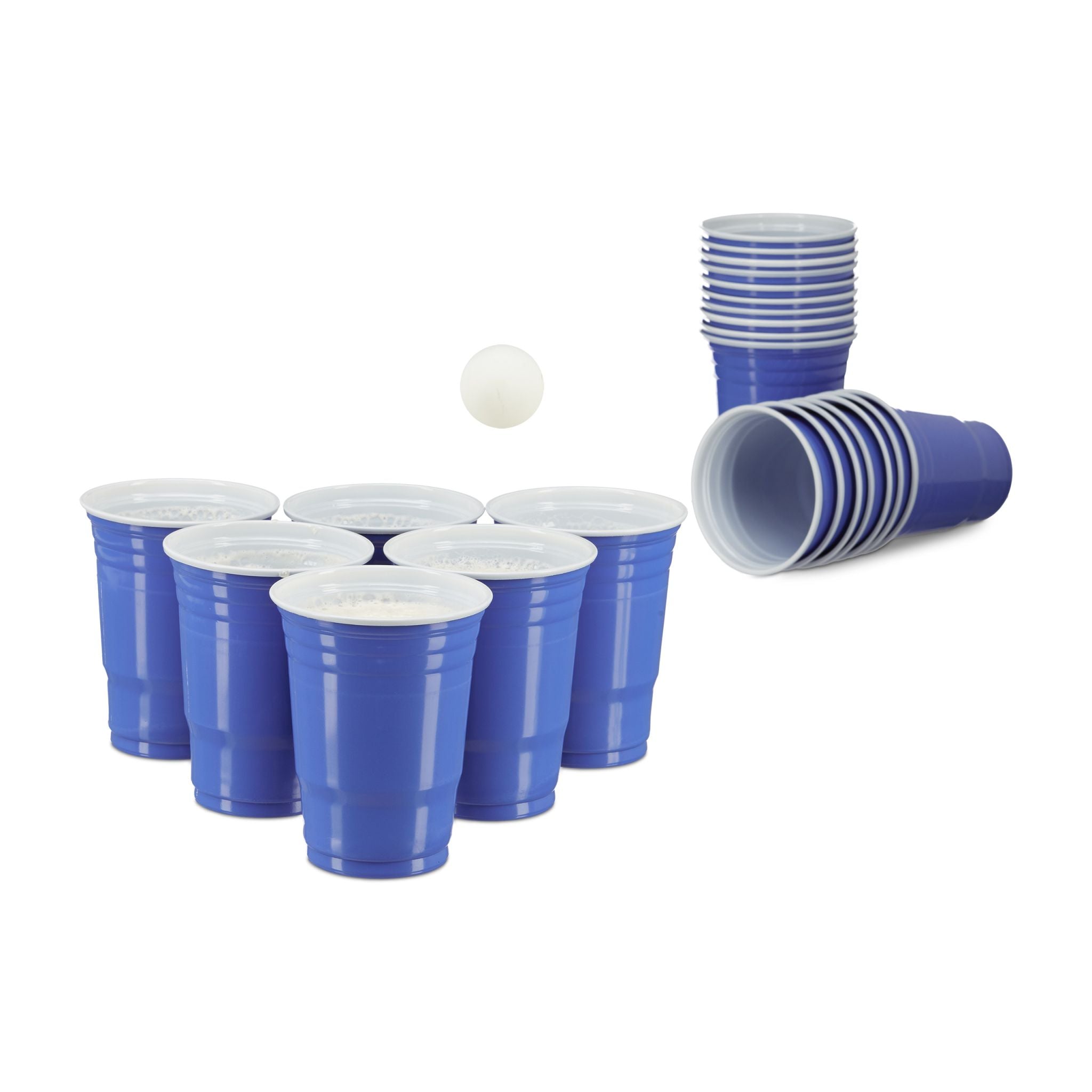 Beer Pong Becher 50er-Set Weiss-Blau von Relaxdays