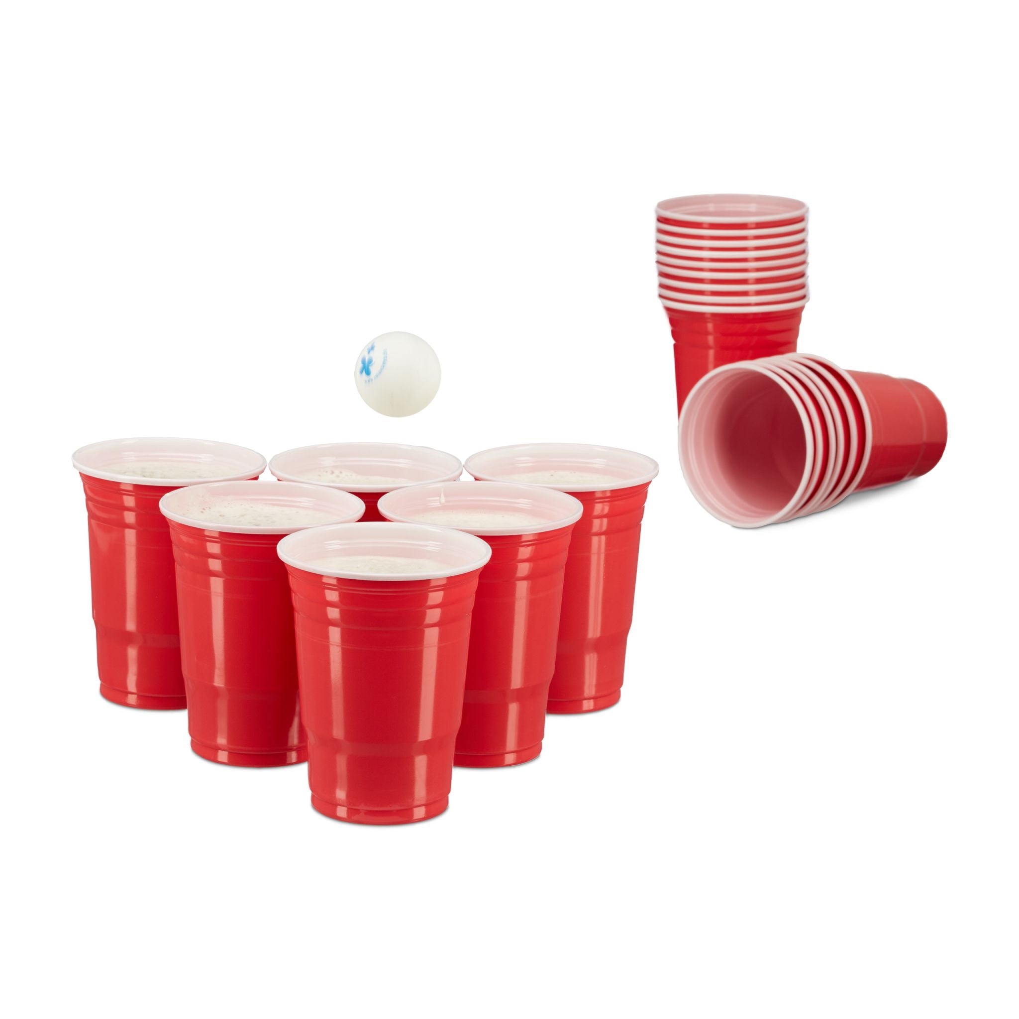 Beer Pong Becher 50er-Set Weiss-Rot von Relaxdays