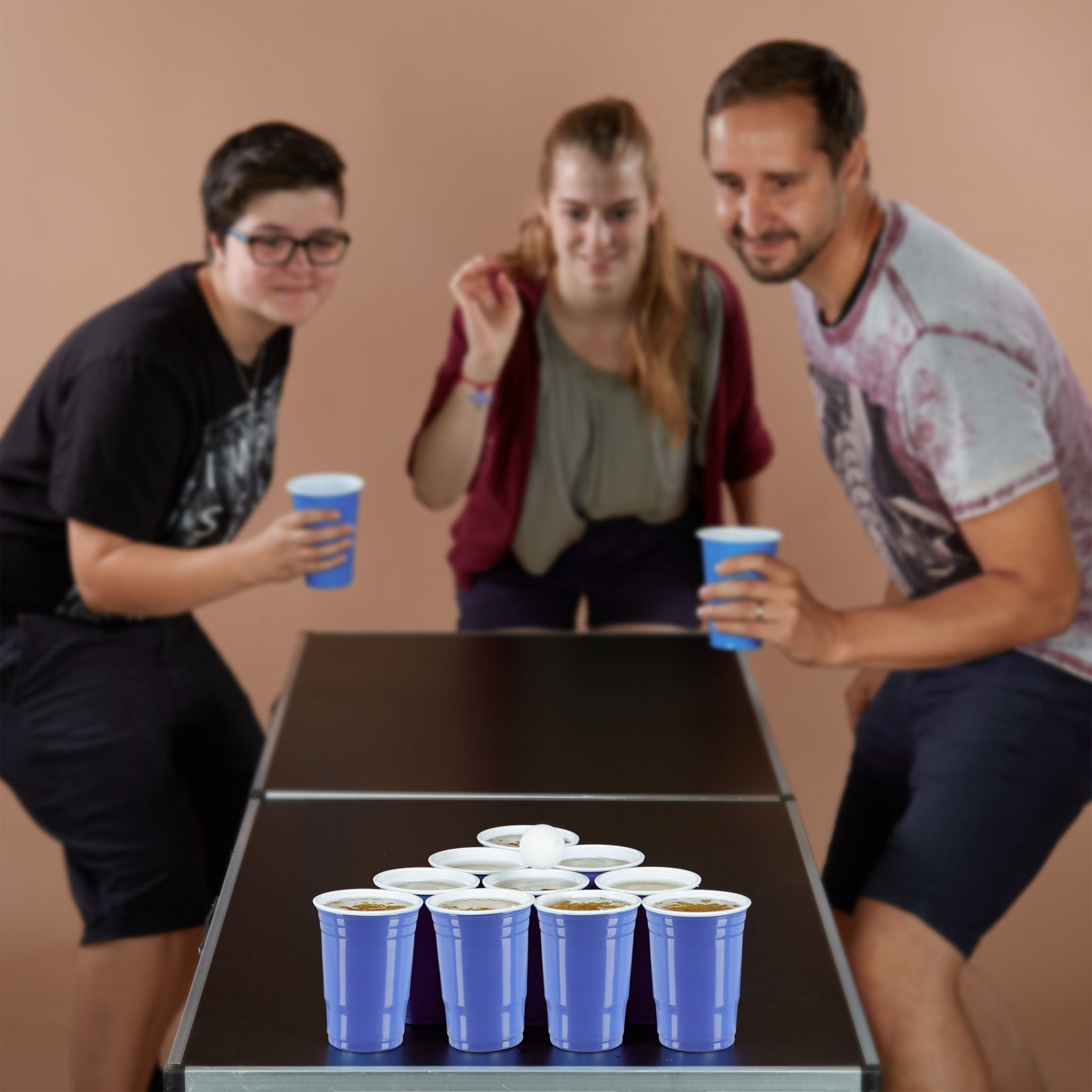 Beer Pong Becher 50er-Set Weiss-Rot von Relaxdays