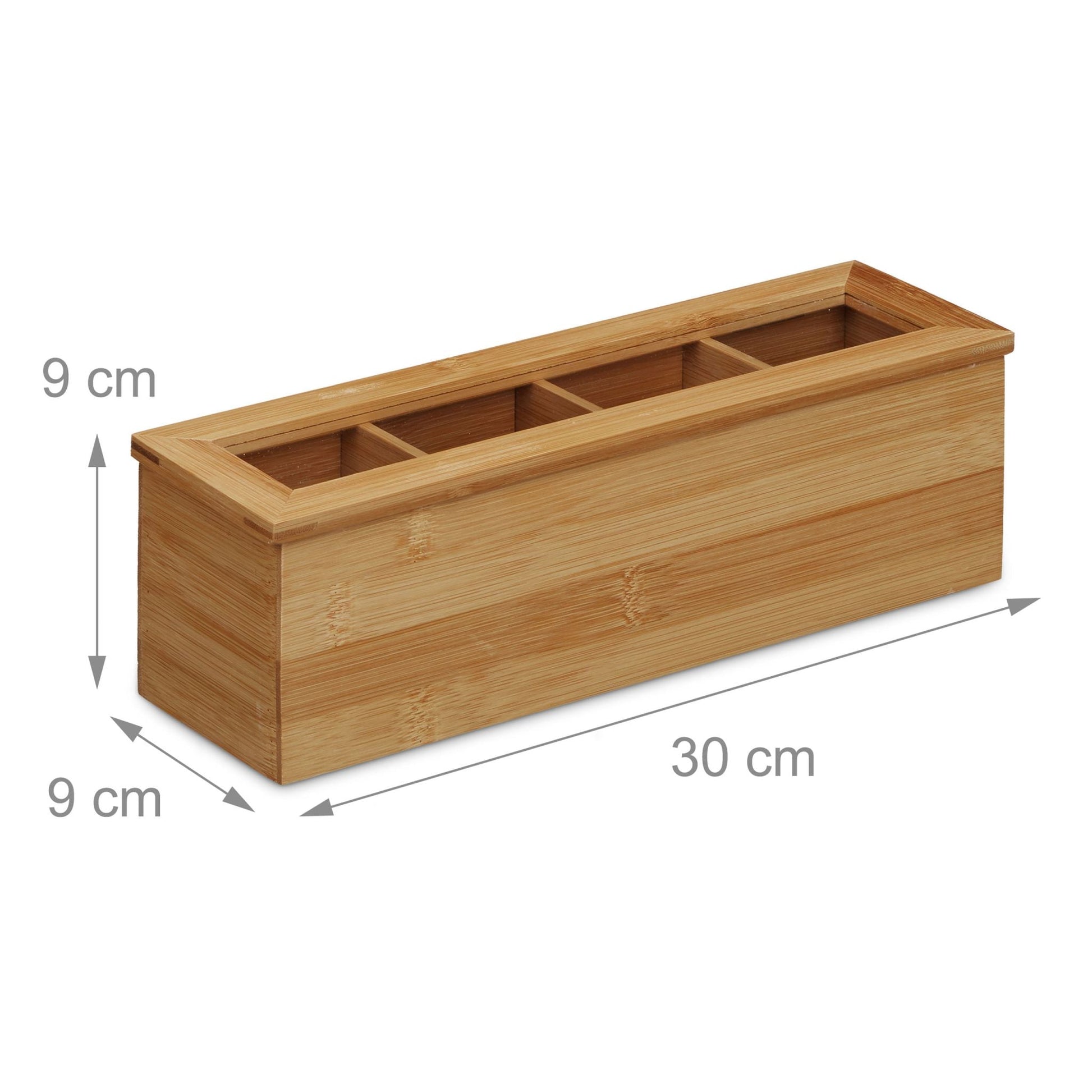 Teebox Bambus 4 Fächer Hellbraun von Relaxdays