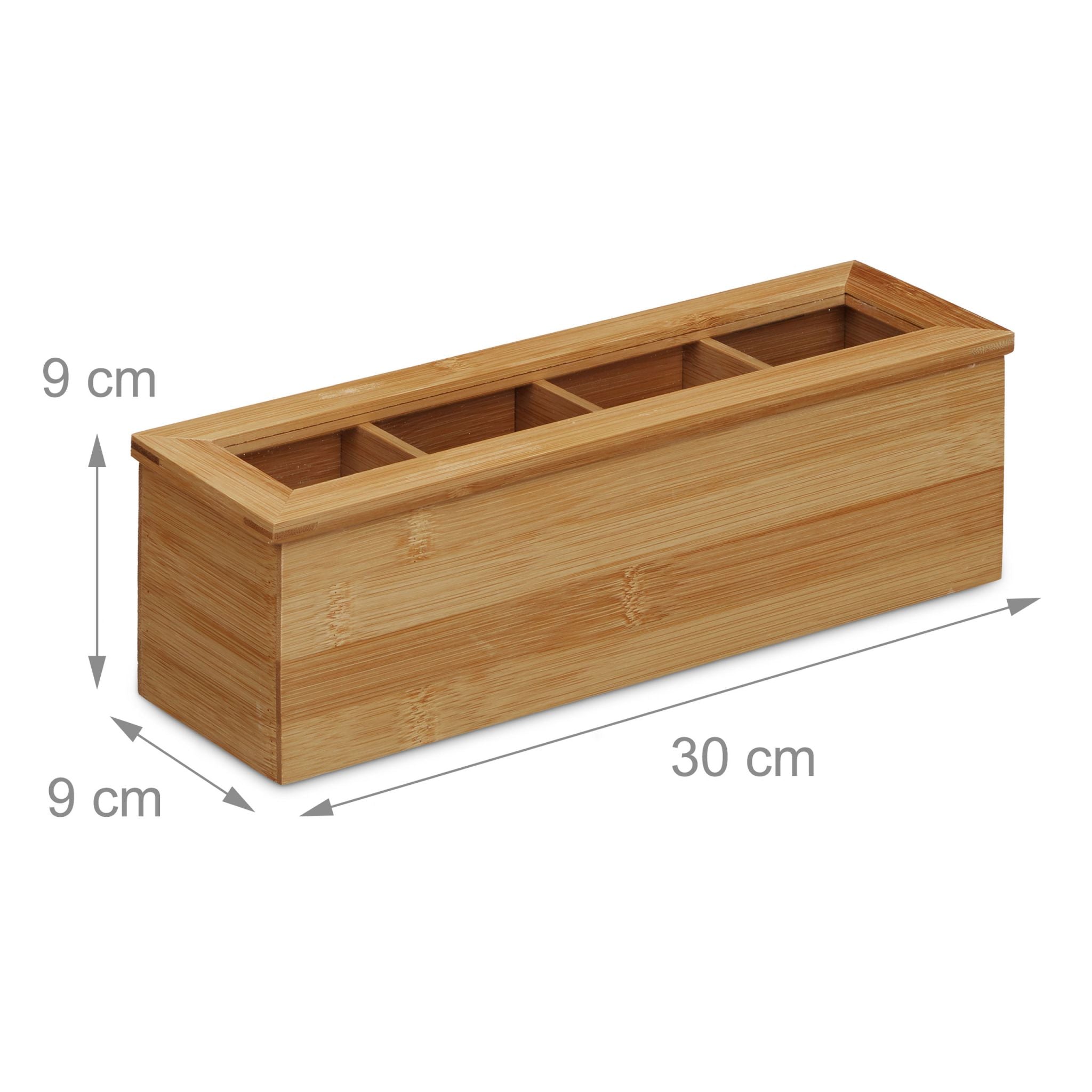 Teebox Bambus 4 Fächer Hellbraun von Relaxdays