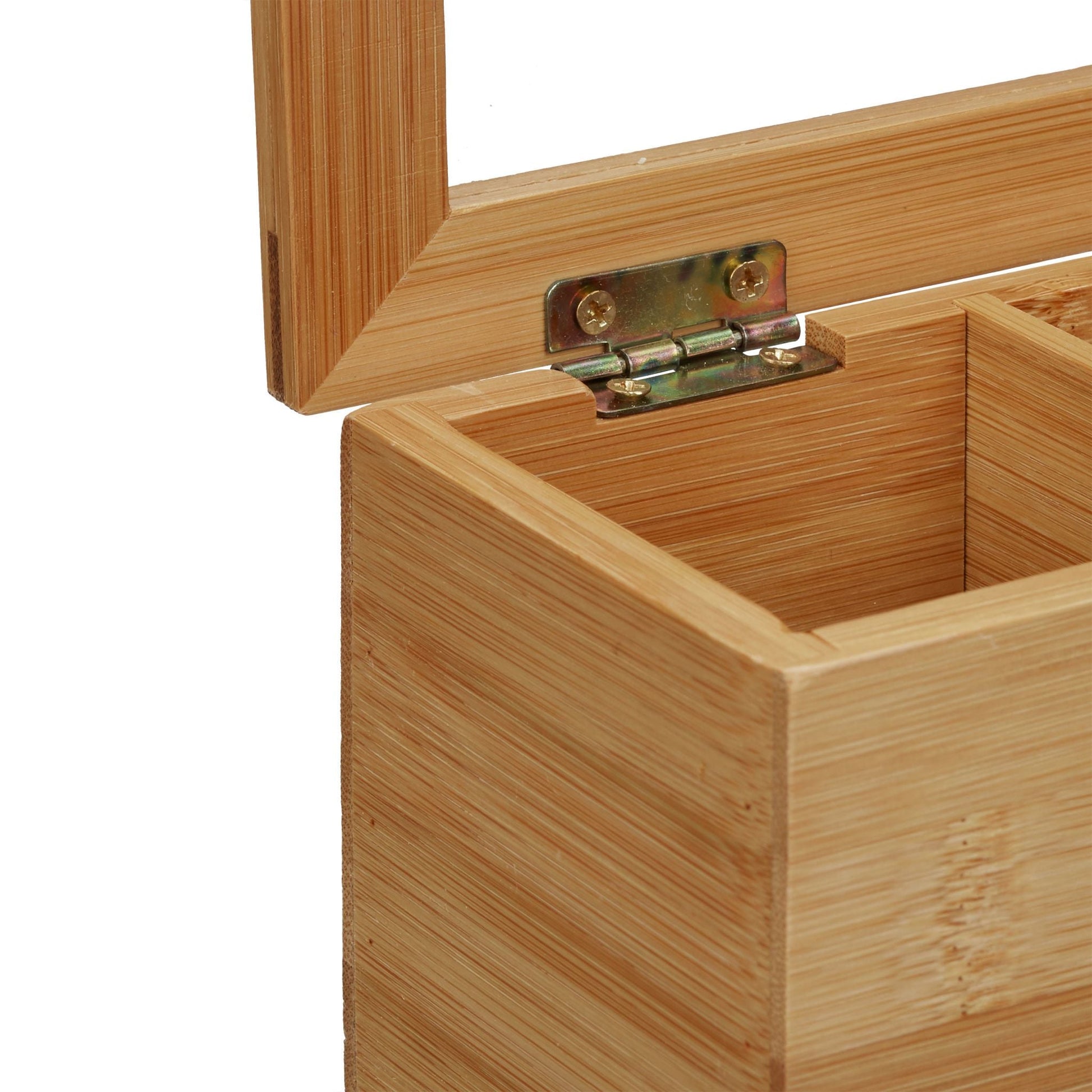 Teebox Bambus 4 Fächer Hellbraun von Relaxdays
