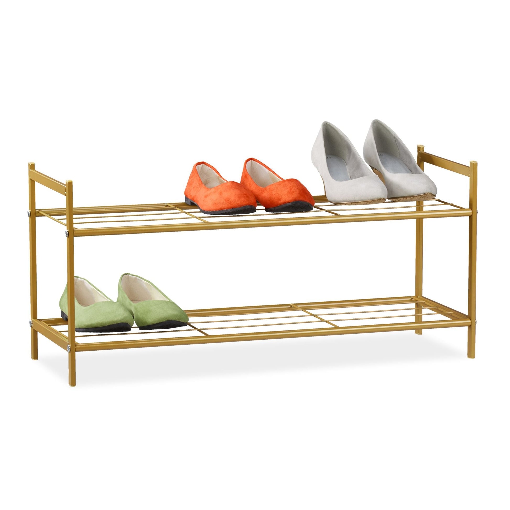Schuhregal mit 2 Ebenen Gold von Relaxdays