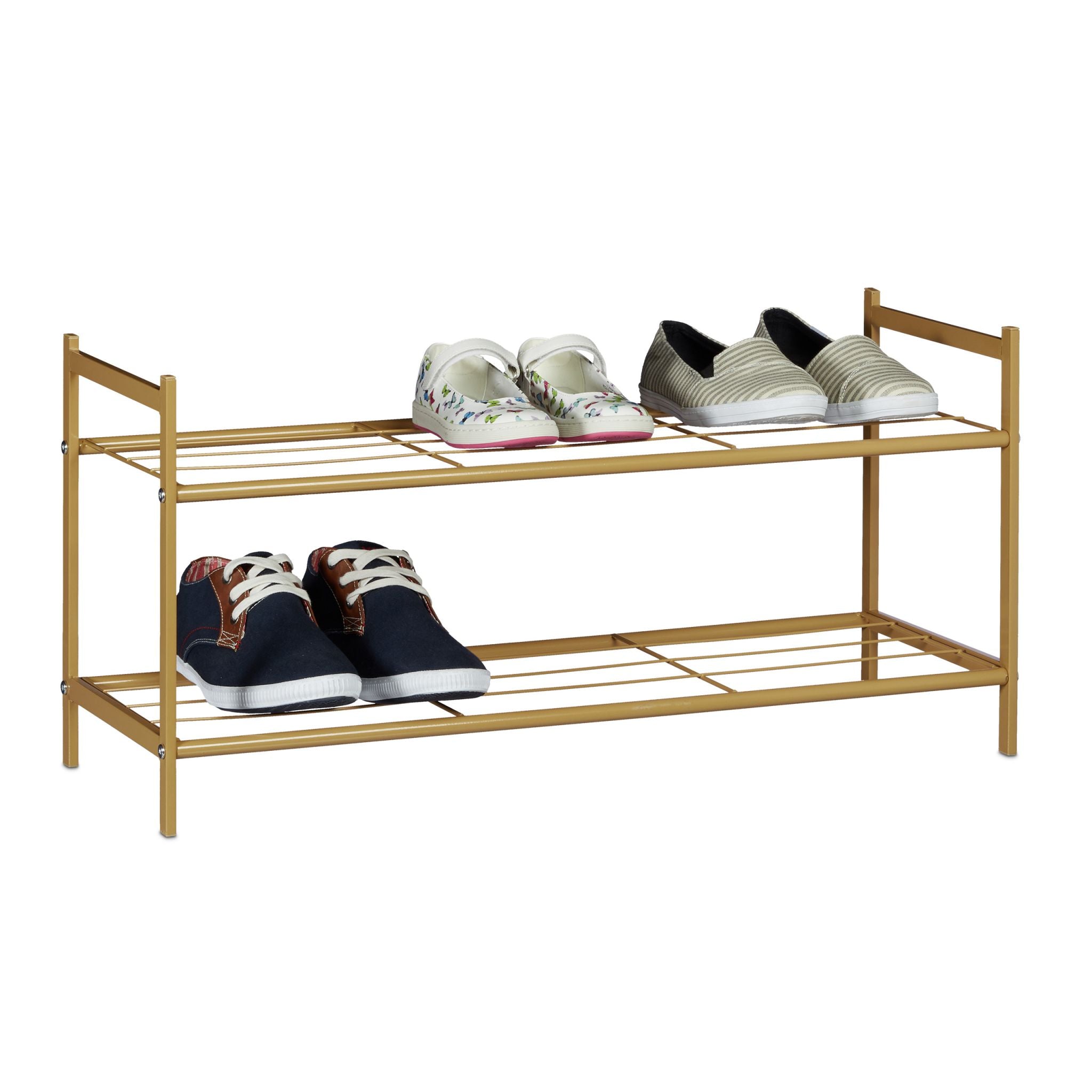 Schuhregal mit 2 Ebenen Hellbraun von Relaxdays