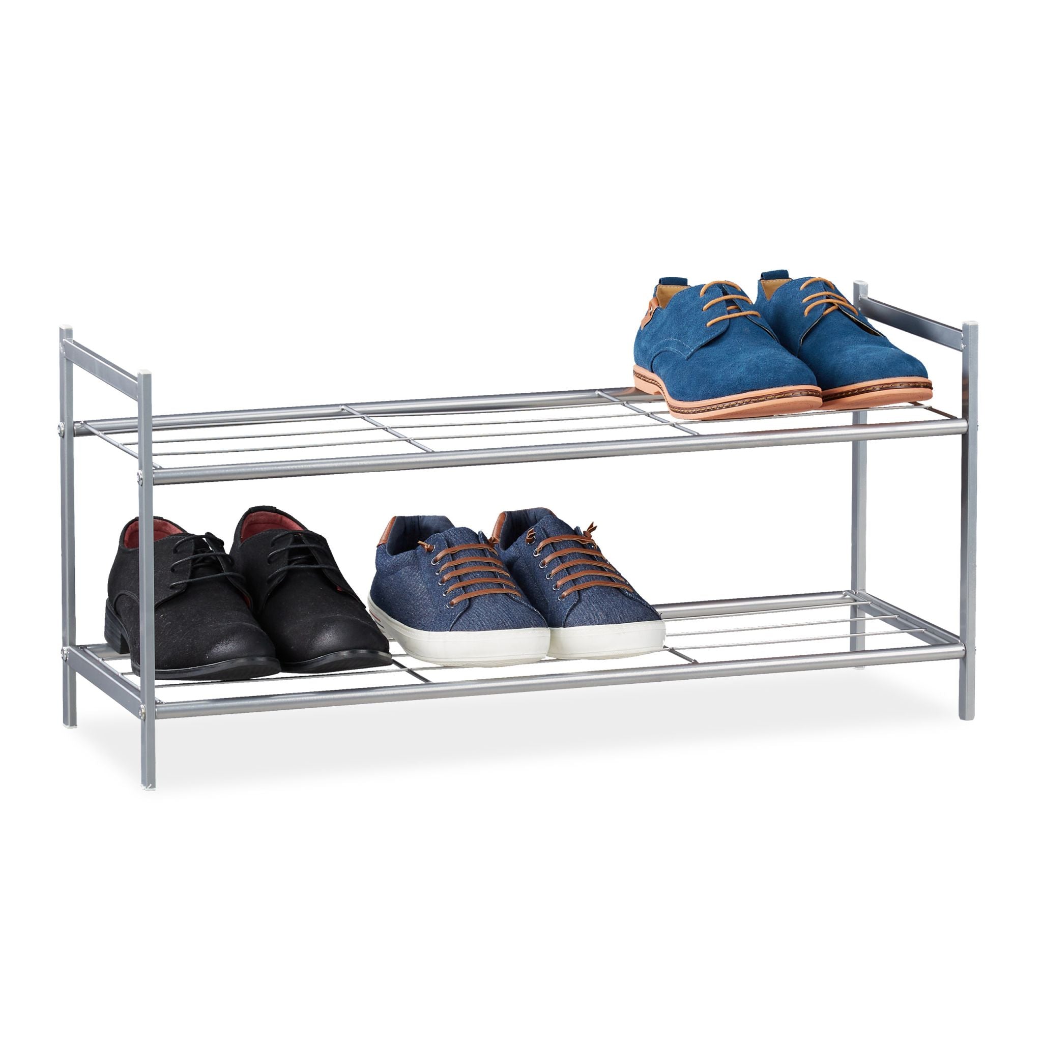 Schuhregal mit 2 Ebenen Silber von Relaxdays