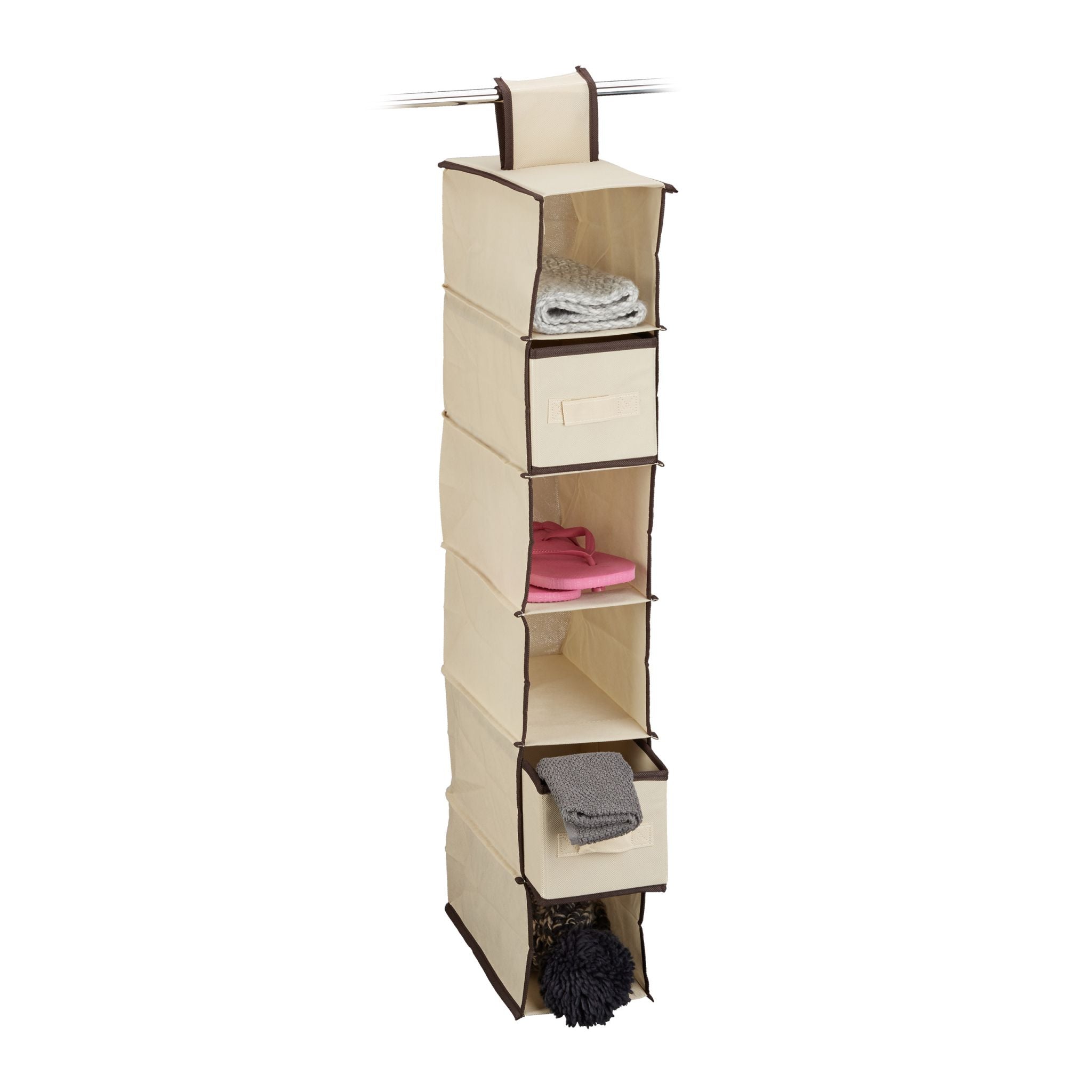Hängeregal für Kleiderschrank Beige-Dunkelbraun von Relaxdays