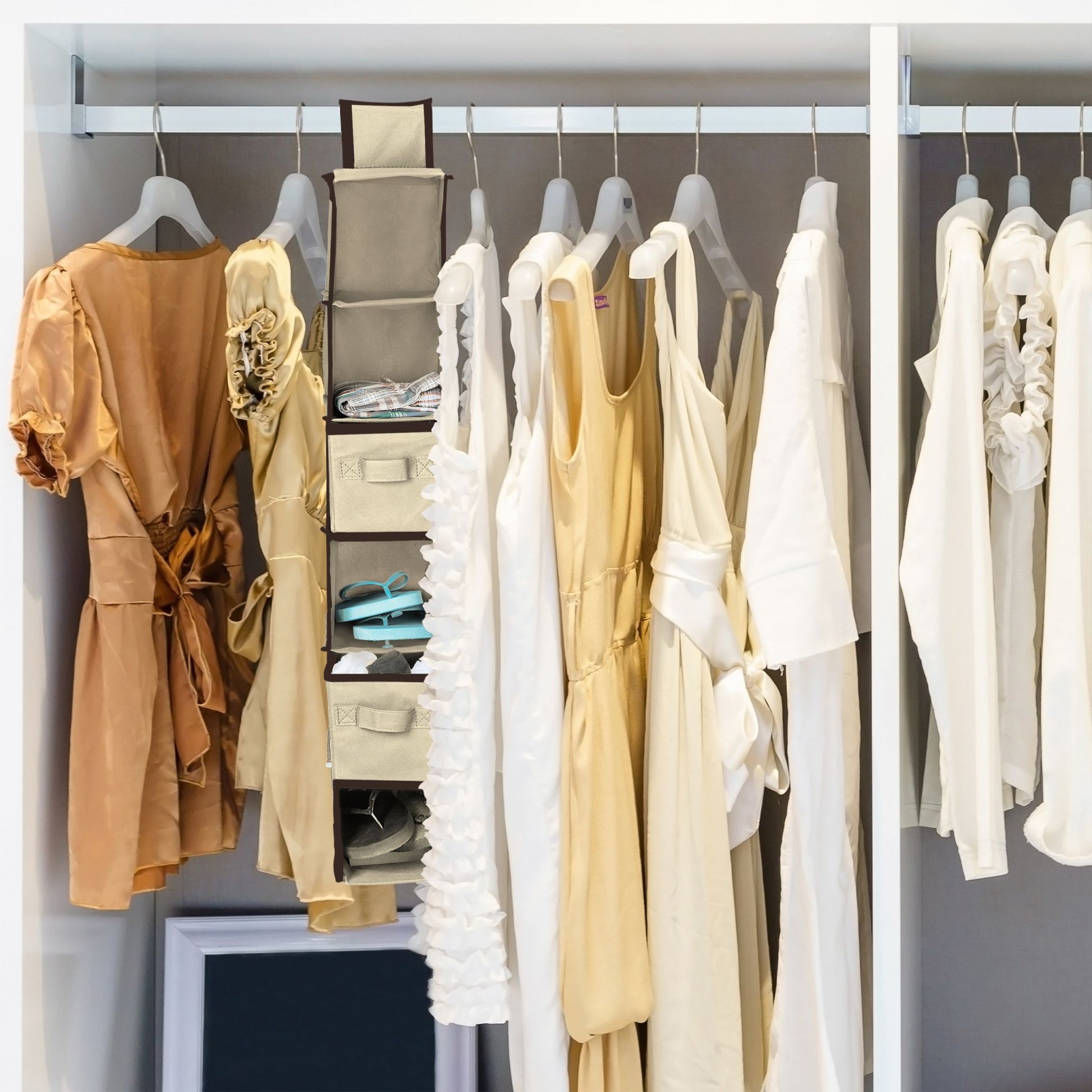 Hängeregal für Kleiderschrank Beige-Dunkelbraun von Relaxdays