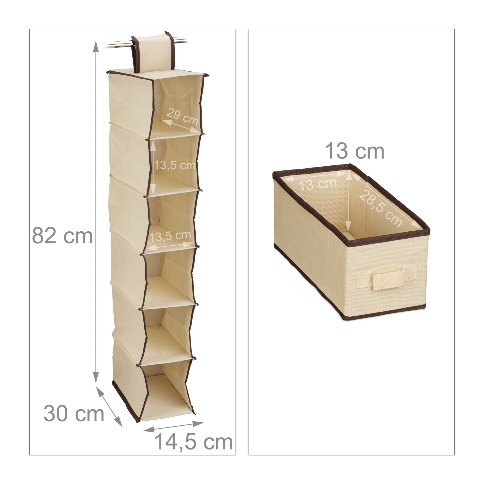 Hängeregal für Kleiderschrank Beige-Dunkelbraun von Relaxdays