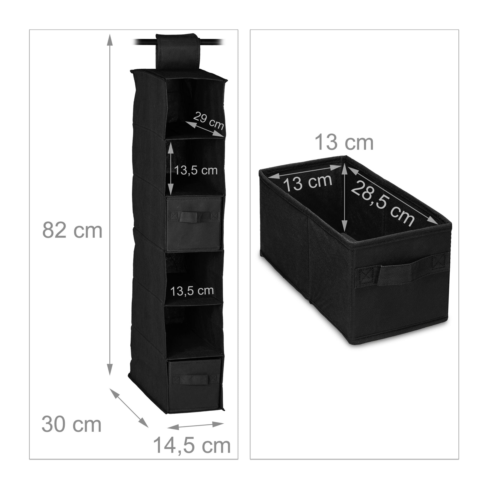 Hängeregal für Kleiderschrank Schwarz von Relaxdays