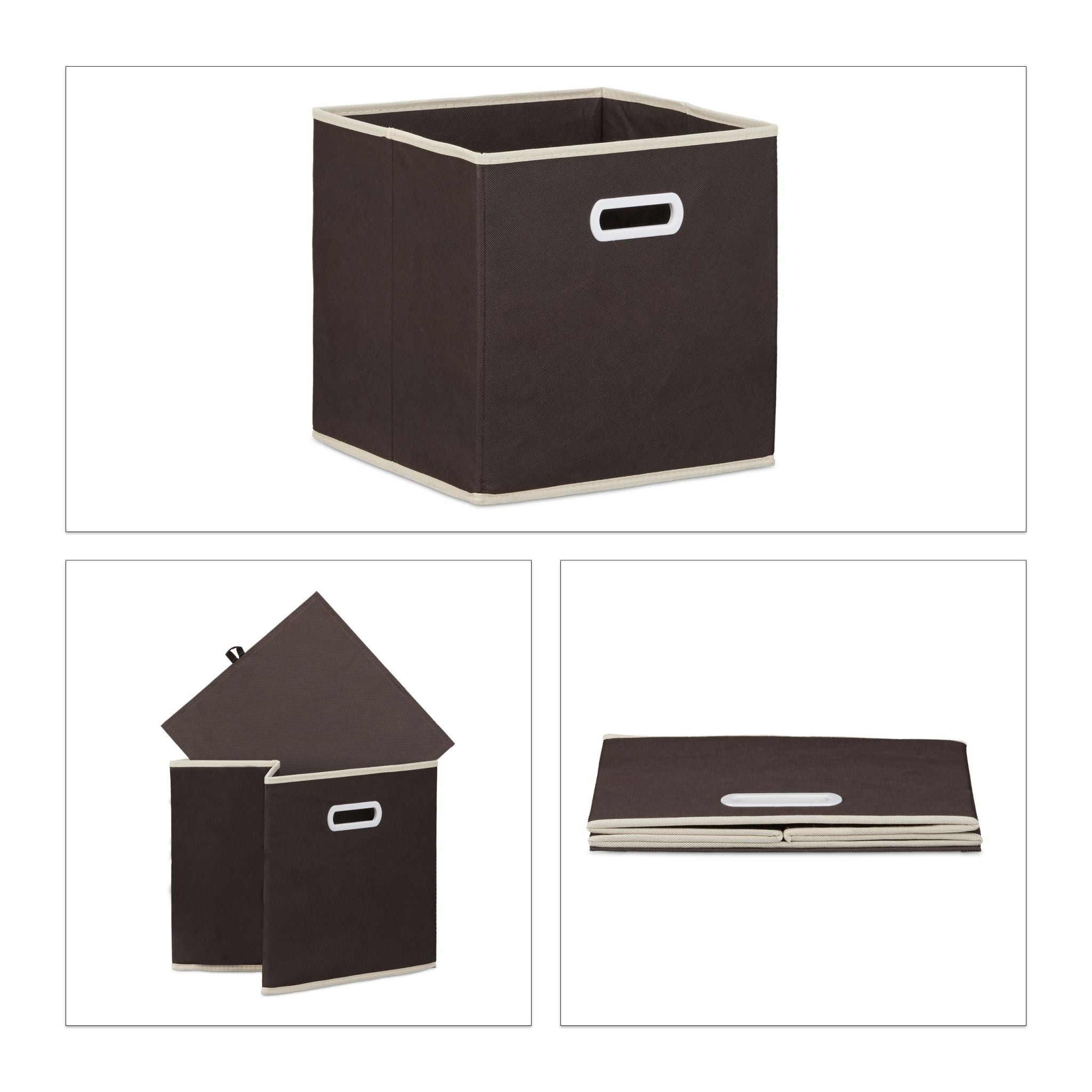 Faltbox 2er-Set Creme-Dunkelbraun von Relaxdays