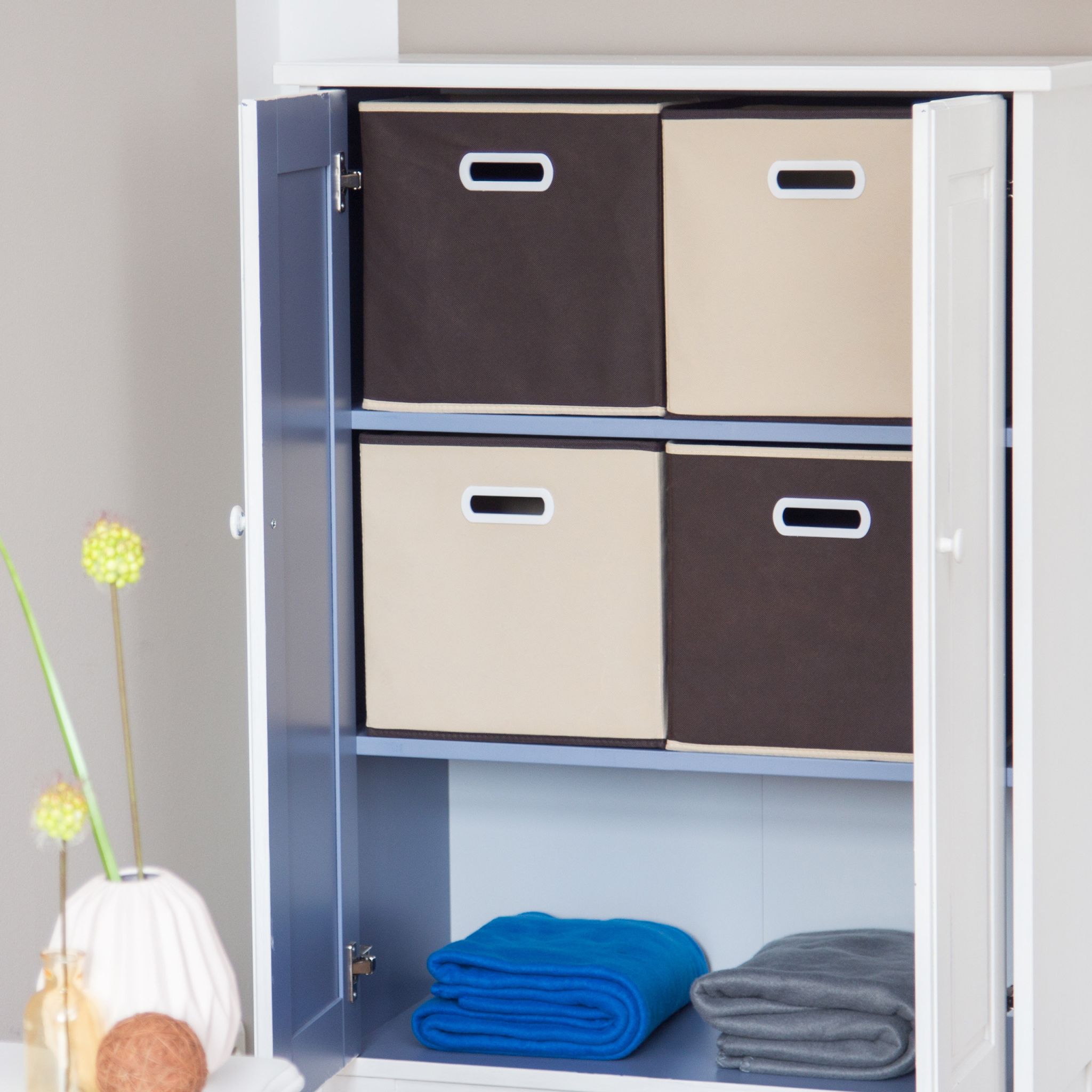 Faltbox 2er-Set Creme-Dunkelbraun von Relaxdays