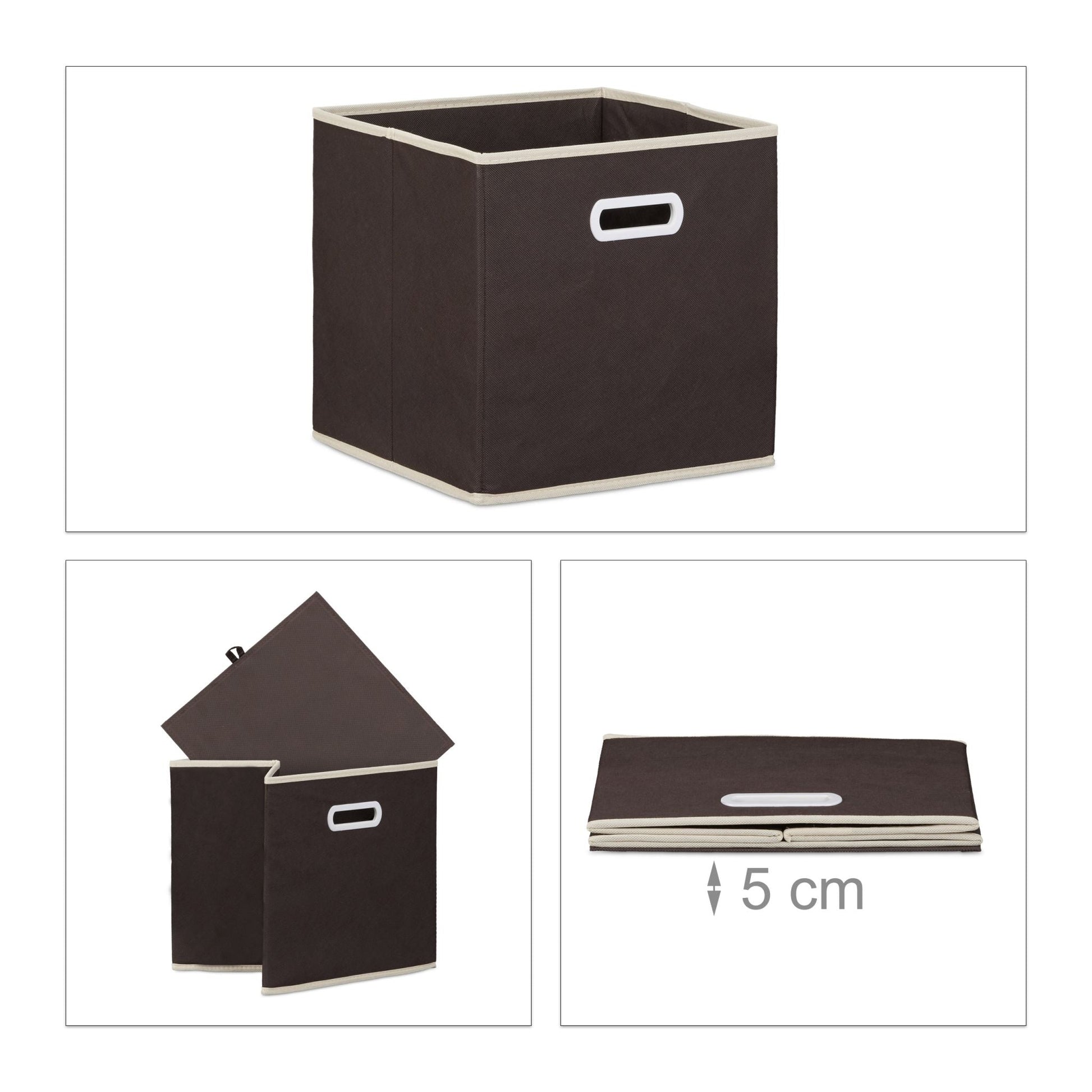 Faltbox 2er-Set Creme-Dunkelbraun von Relaxdays