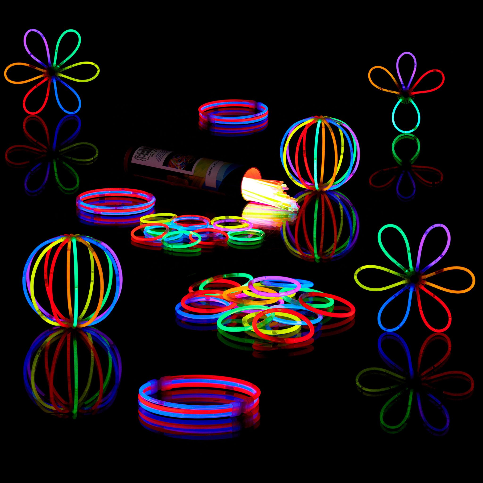 Knicklichter 100 Stück + Verbinder Gelb-Grün-Rot von Relaxdays