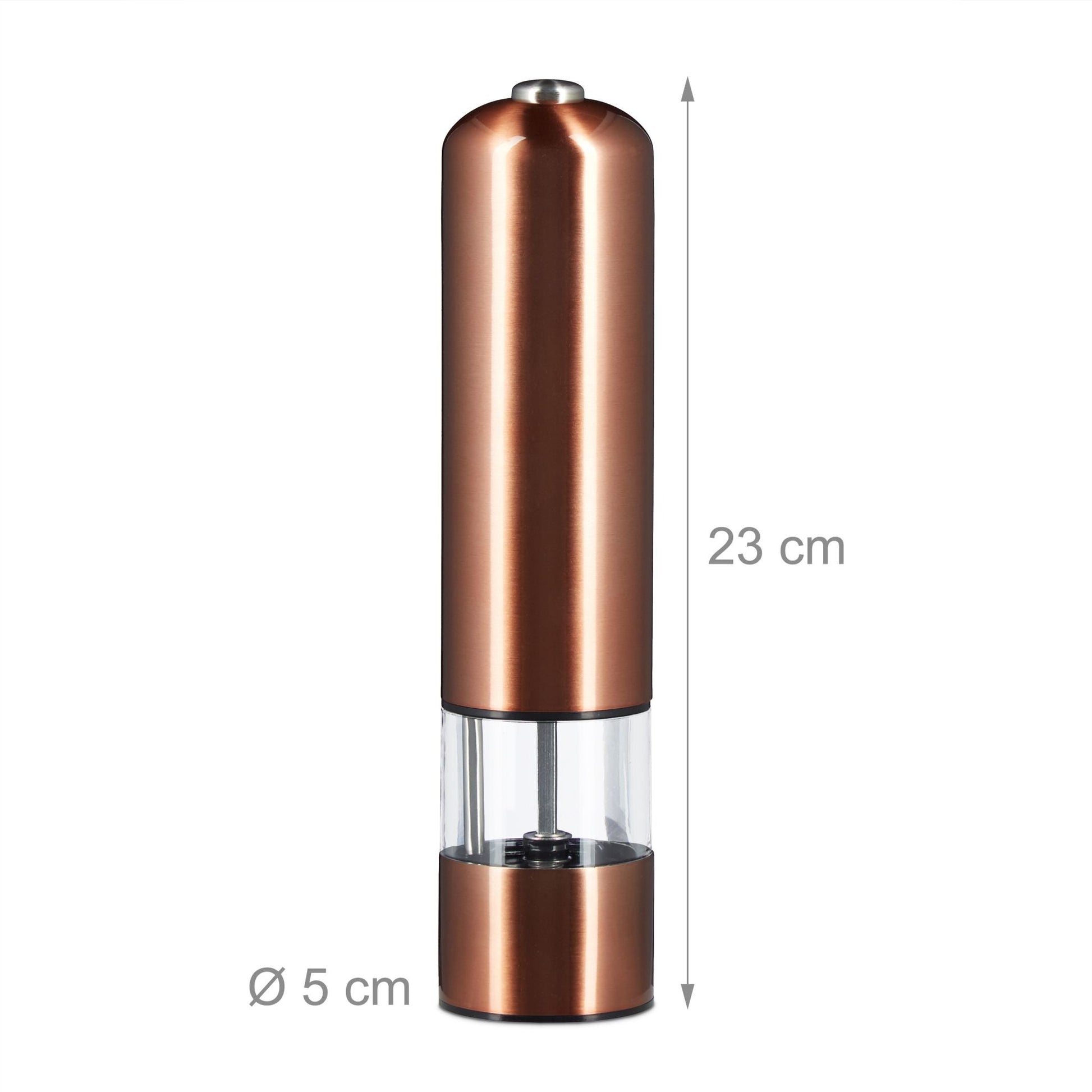 Elektrische Pfeffermühle Edelstahl Kupfer-Transparent von Relaxdays