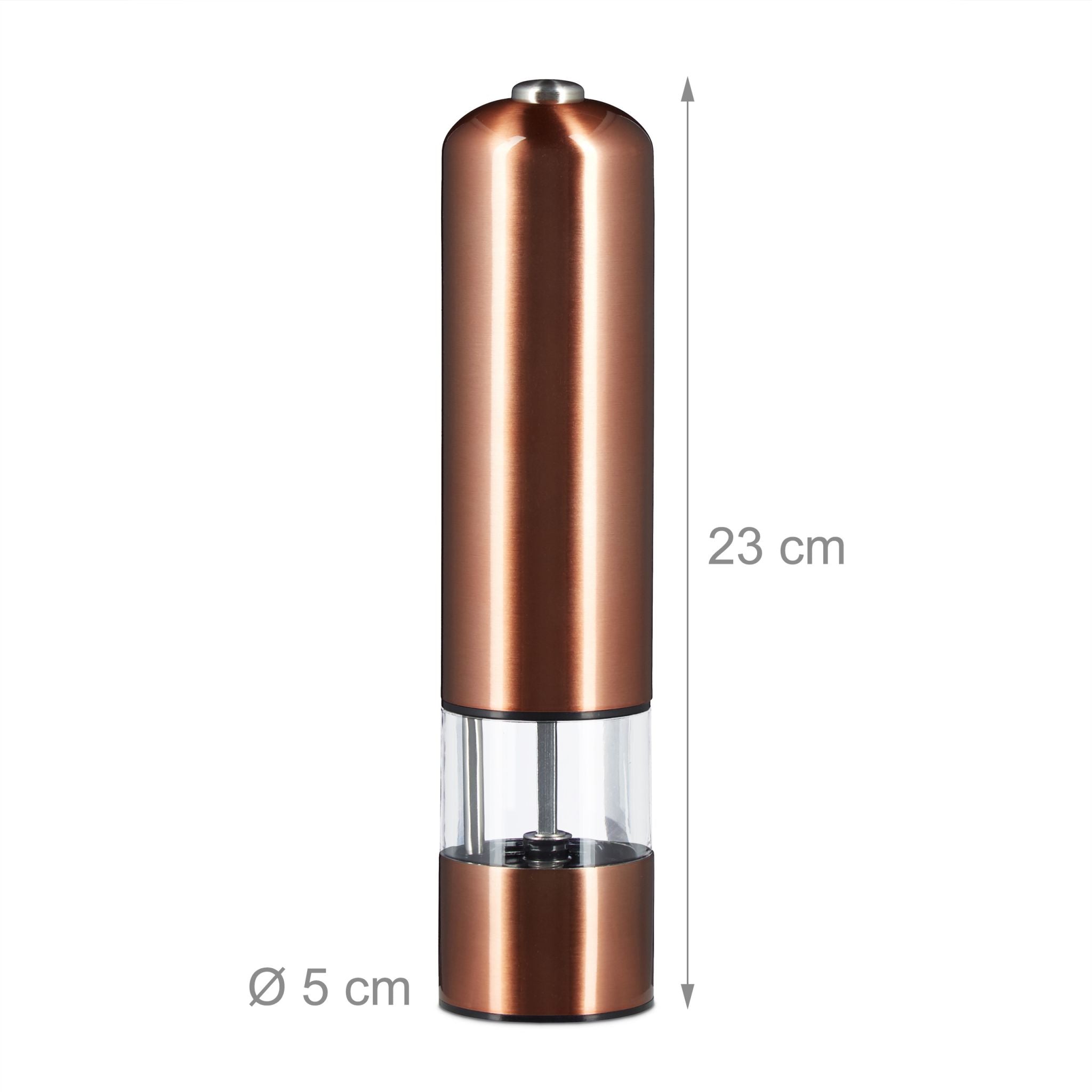 Elektrische Pfeffermühle Edelstahl Kupfer-Transparent von Relaxdays