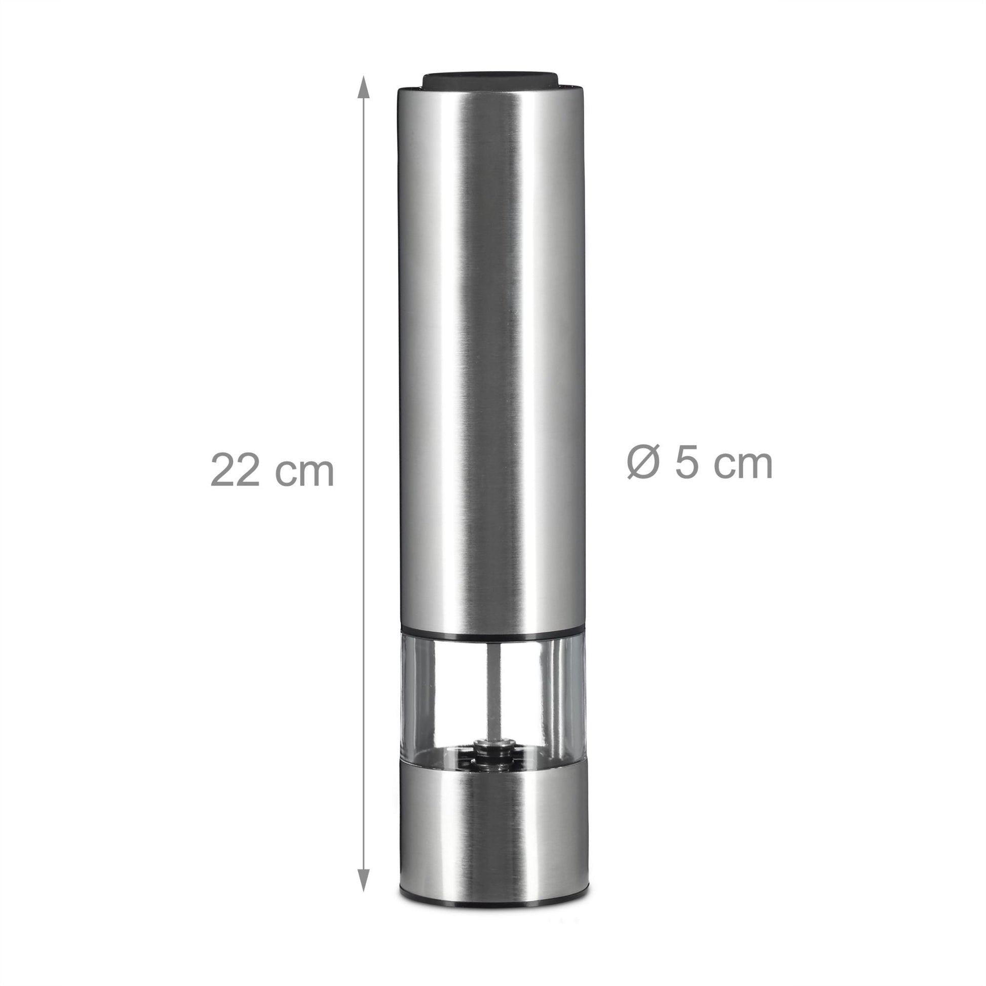 Elektrische Pfeffermühle 2er-Set Silber-Transparent von Relaxdays