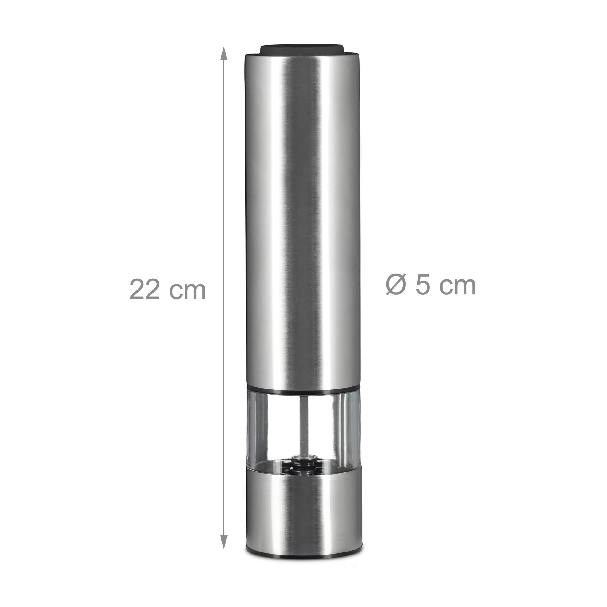 Elektrische Pfeffermühle 2er-Set Silber-Transparent von Relaxdays
