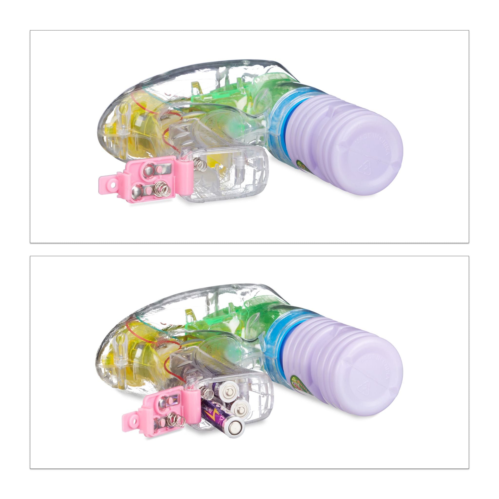LED Seifenblasenpistole Grün-Rosa-Transparent von Relaxdays