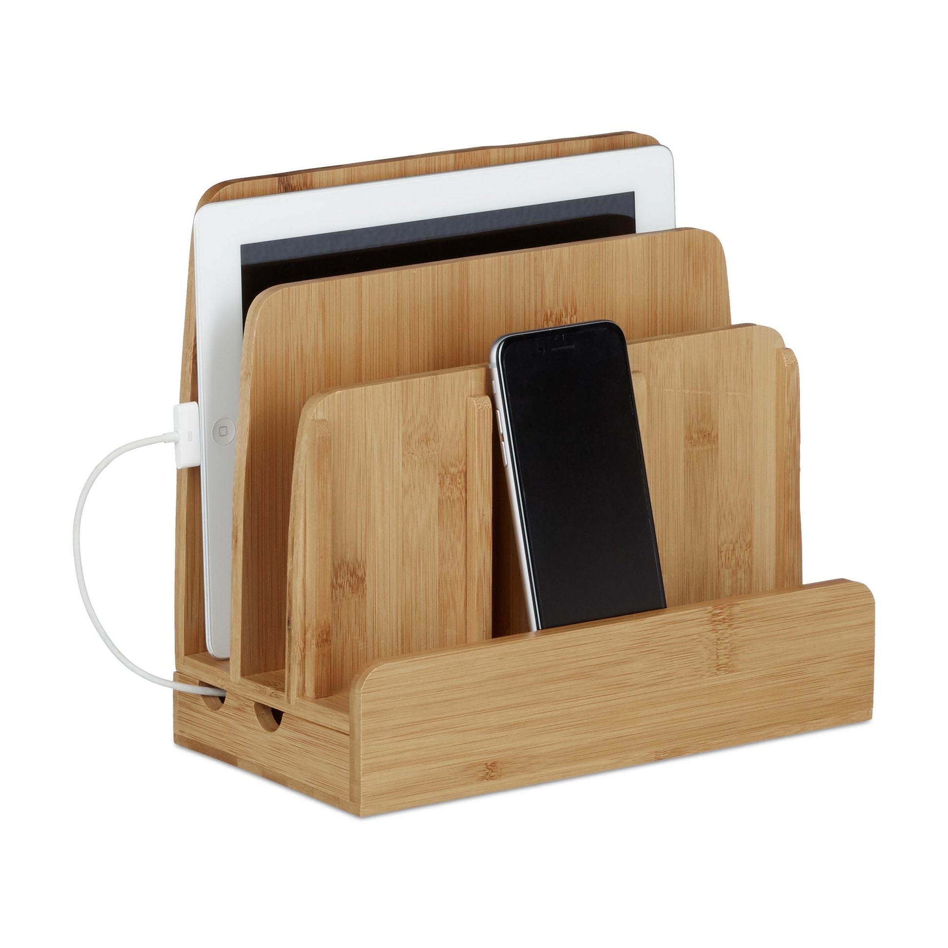Ladestation Bambus Hellbraun von Relaxdays