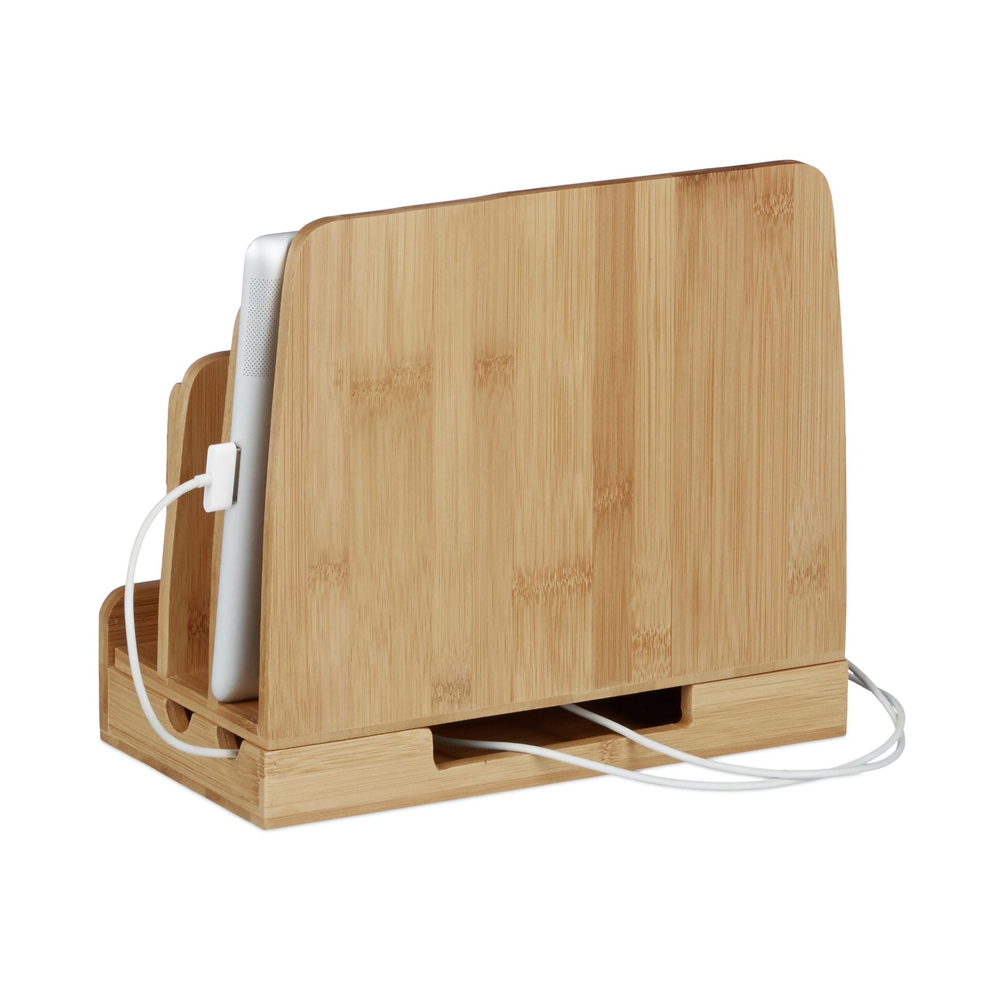 Ladestation Bambus Hellbraun von Relaxdays