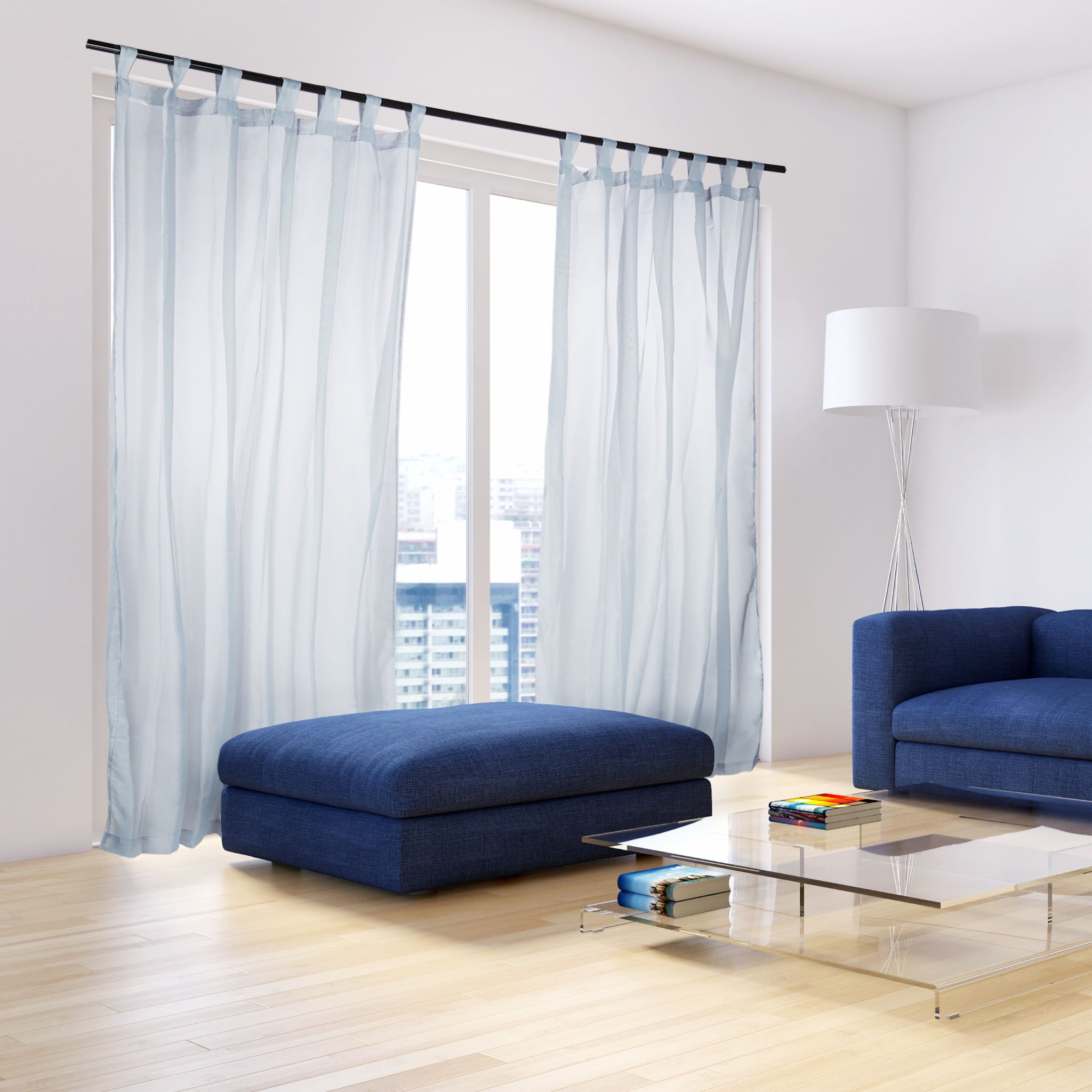 Vorhänge mit Schlaufen 2er-Set Silber von Relaxdays