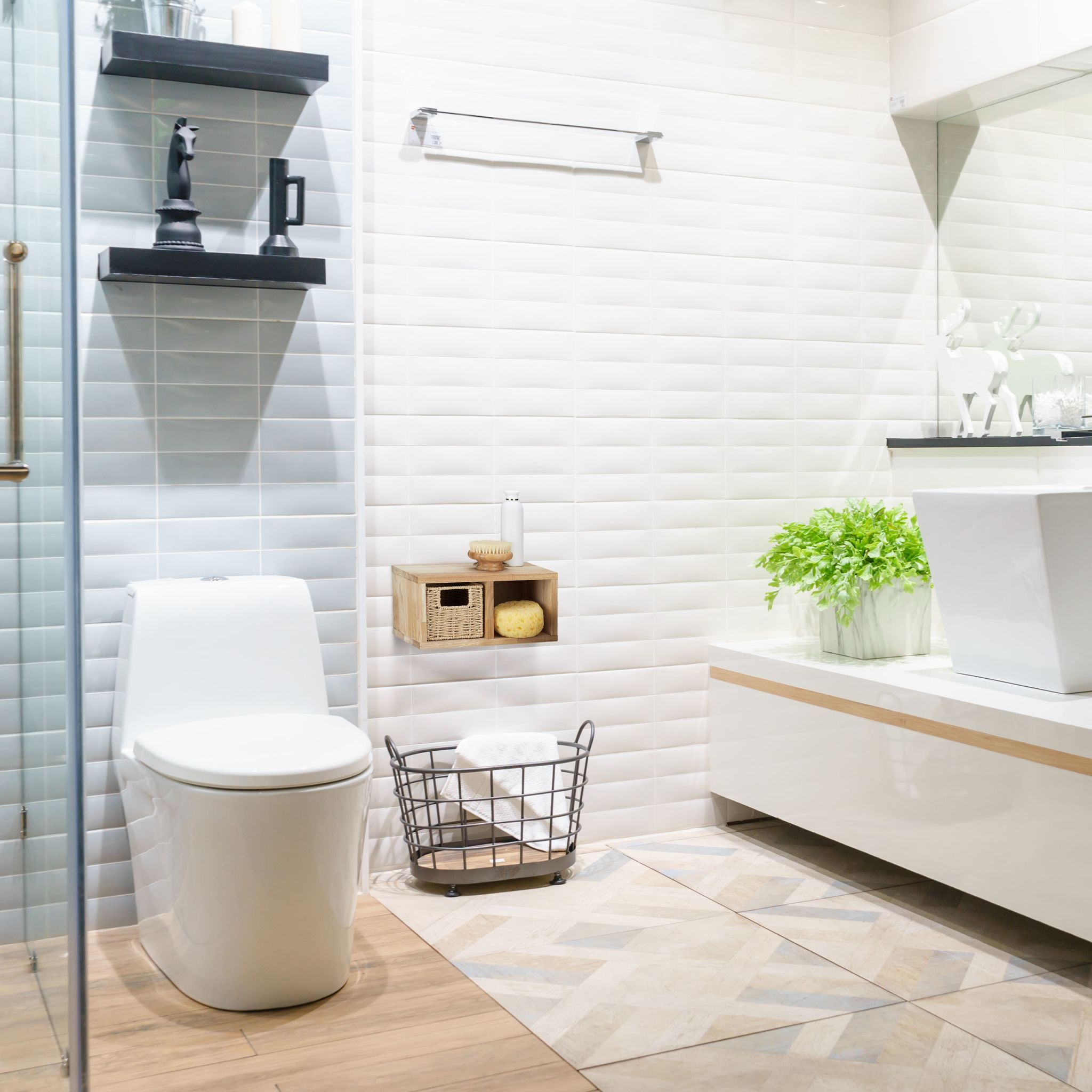 Walnuss Wandregal mit Körben Hellbraun von Relaxdays