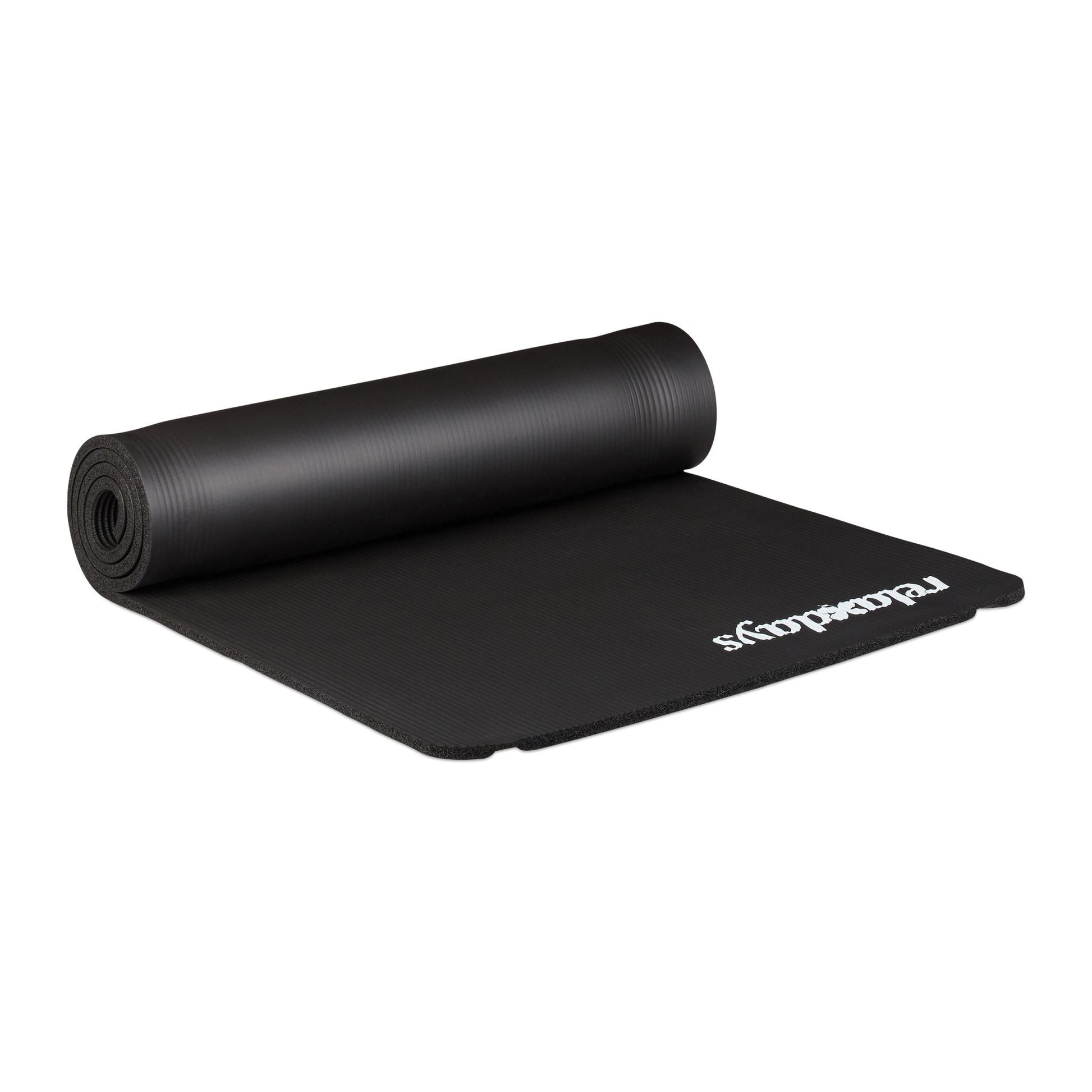 Yogamatte 1cm dick einfarbig Weiss-Schwarz von Relaxdays