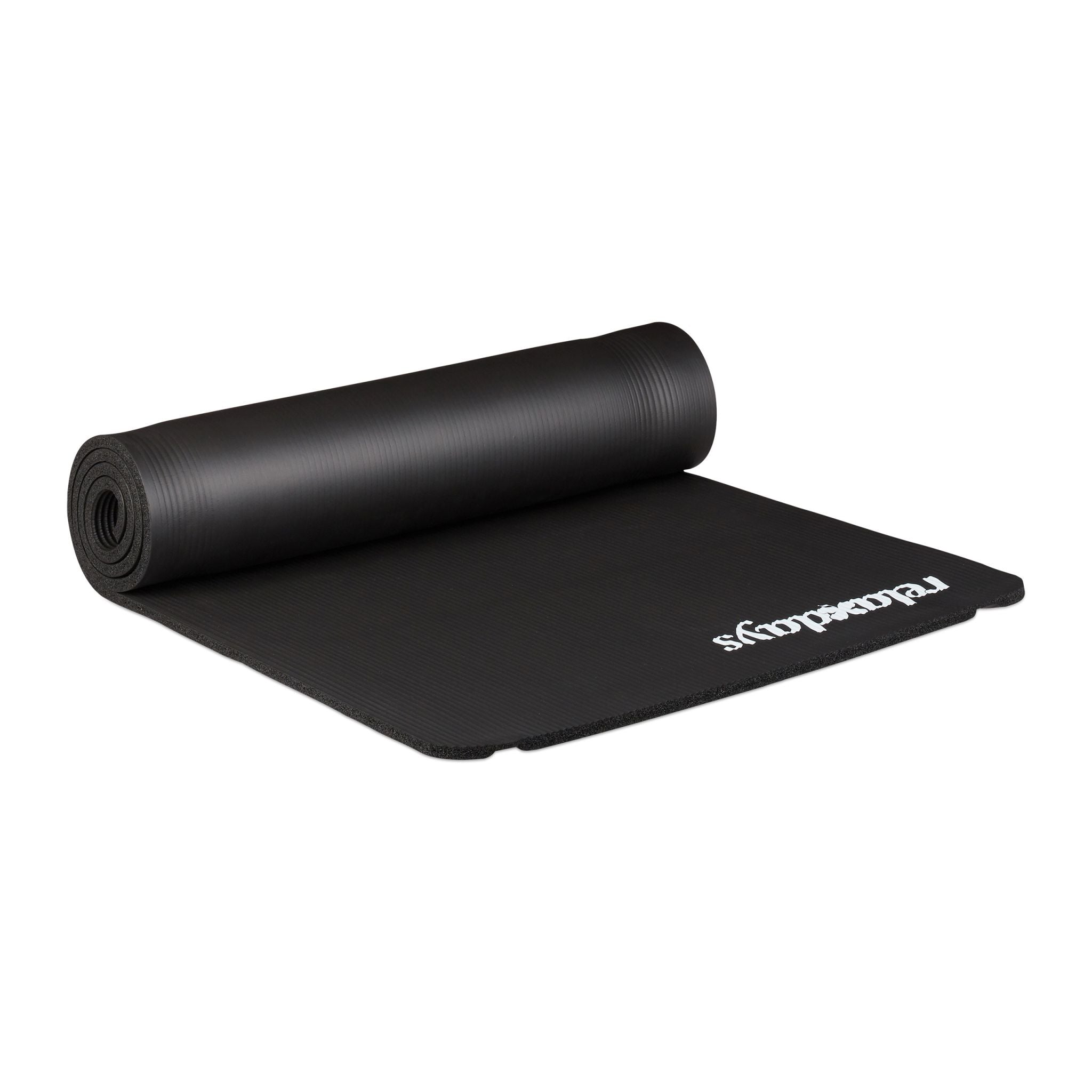 Yogamatte 1cm dick einfarbig Weiss-Schwarz von Relaxdays